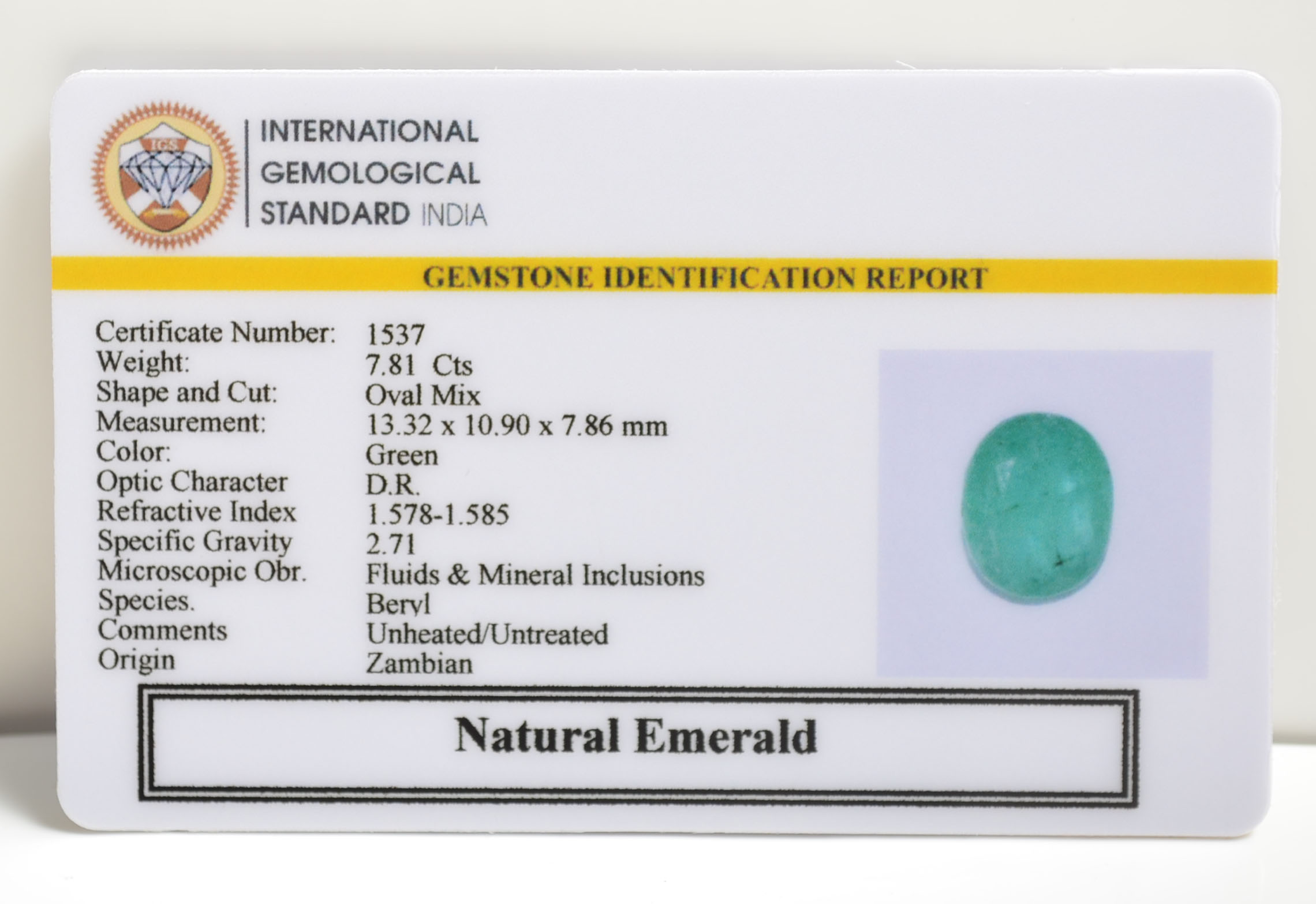 EMERALD 7.81 Ct. 3 EMRD21208 2 EMERALD 7.81 Ct.
