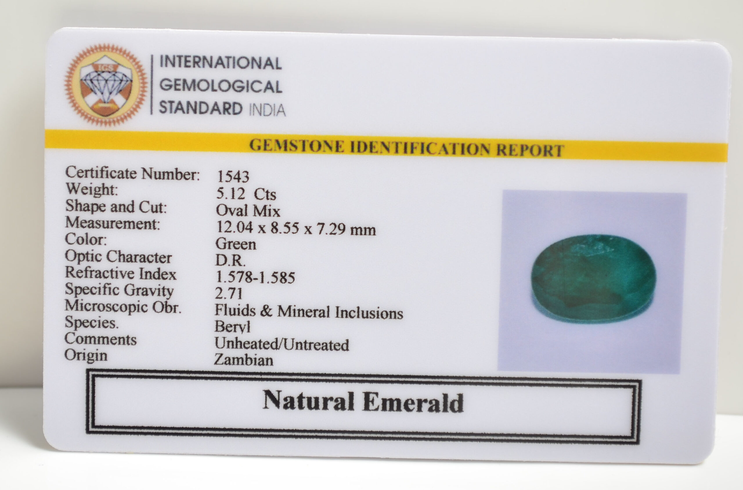 EMERALD 5.12 Ct.