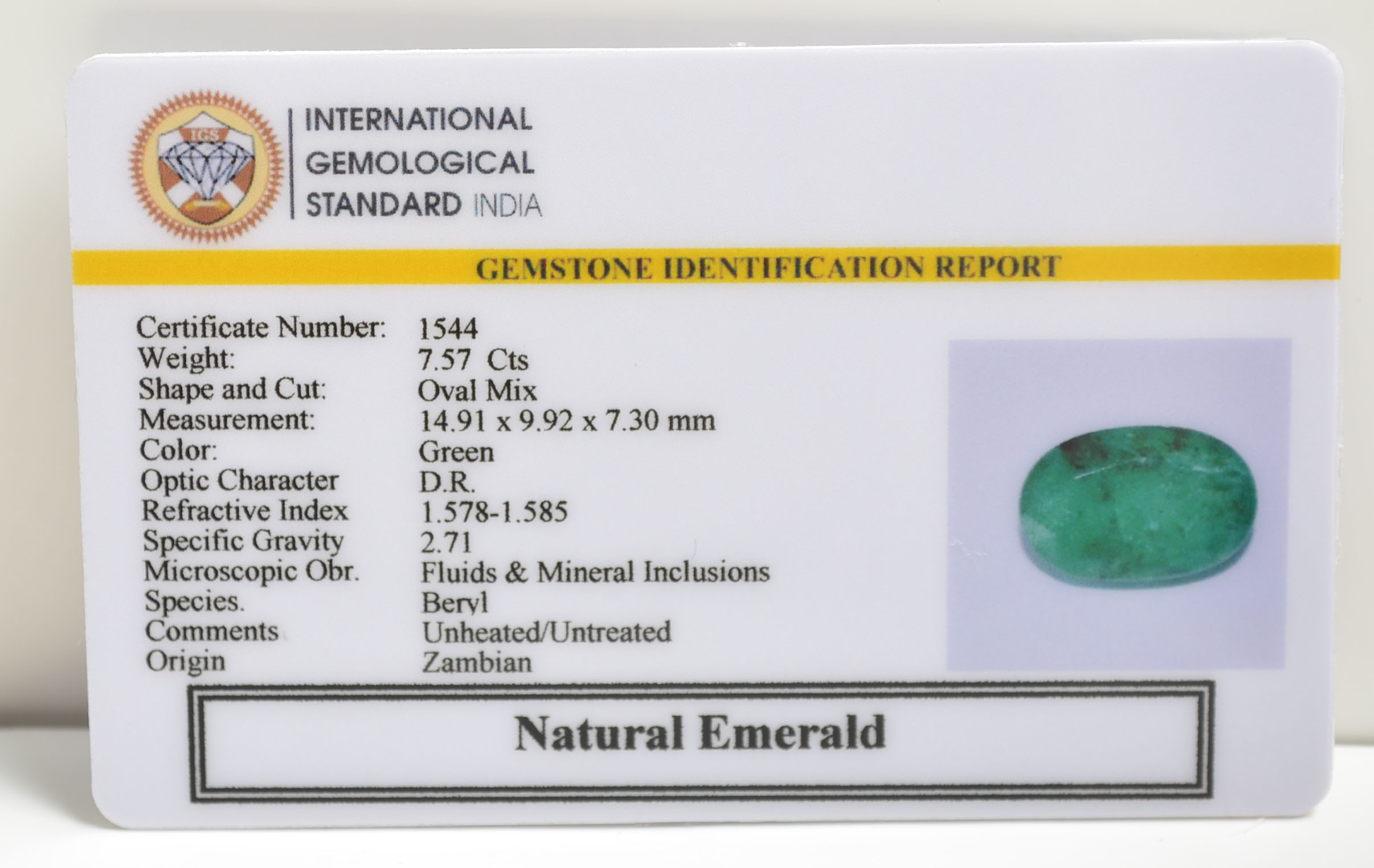 EMERALD 7.57 Ct. 3 EMRD21213 2 EMERALD 7.57 Ct.