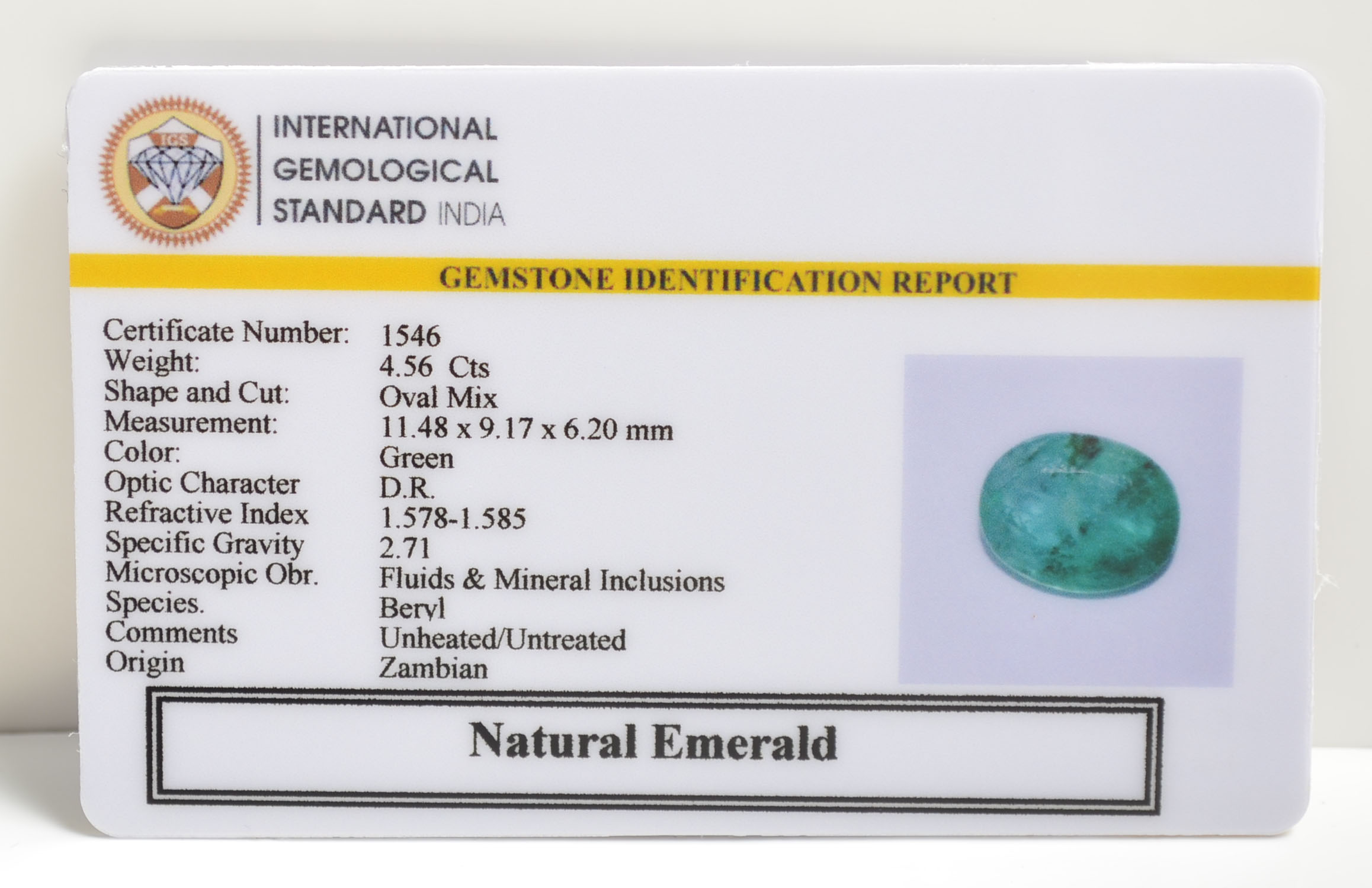 EMERALD 4.56 Ct. 3 EMRD21214 2 EMERALD 4.56 Ct.