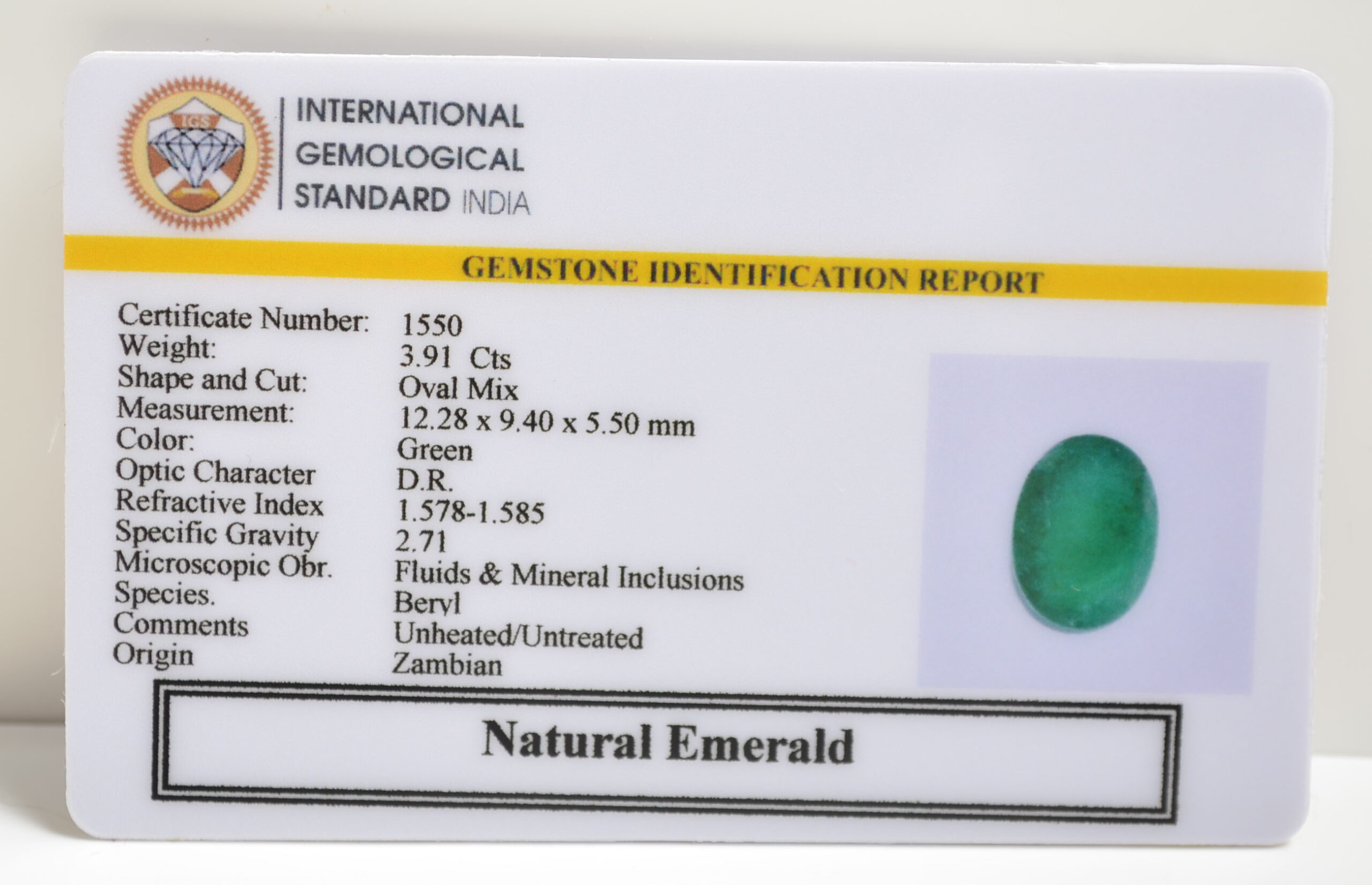 EMERALD 3.91 Ct. EMERALD 3.91 Ct.