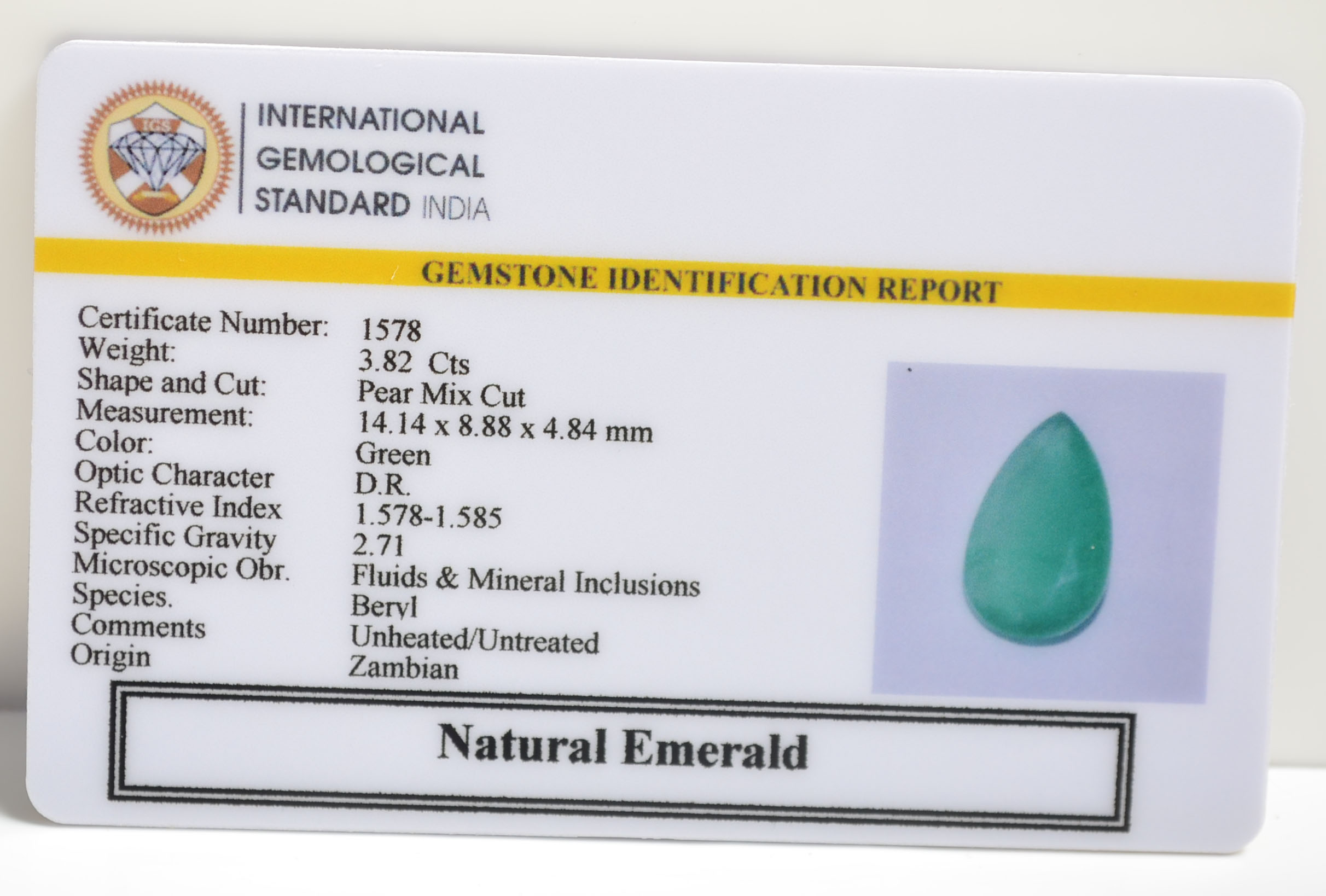 EMERALD 3.82 Ct. EMERALD 3.82 Ct.