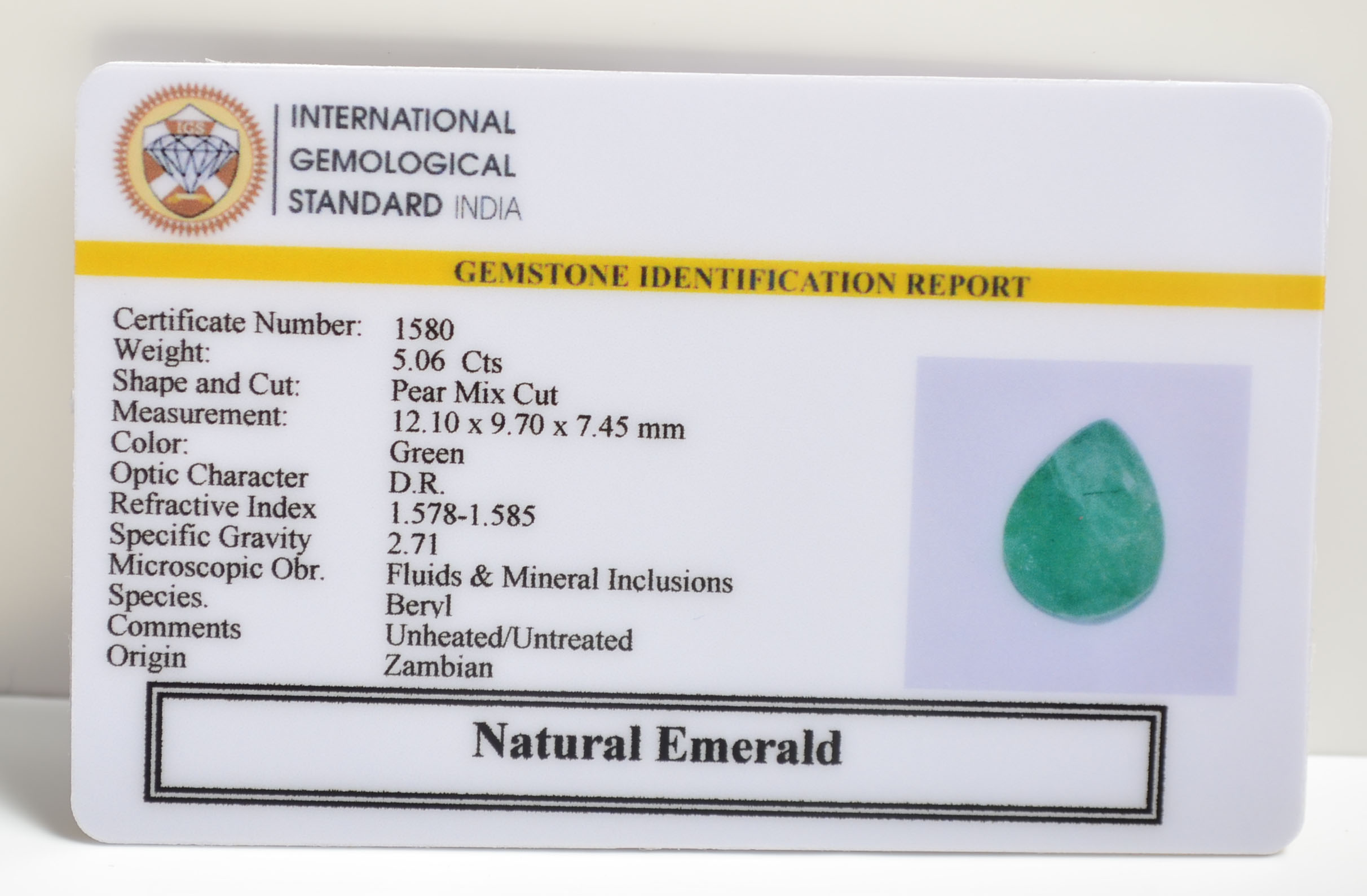 EMERALD 5.06 Ct. EMERALD 5.06 Ct.