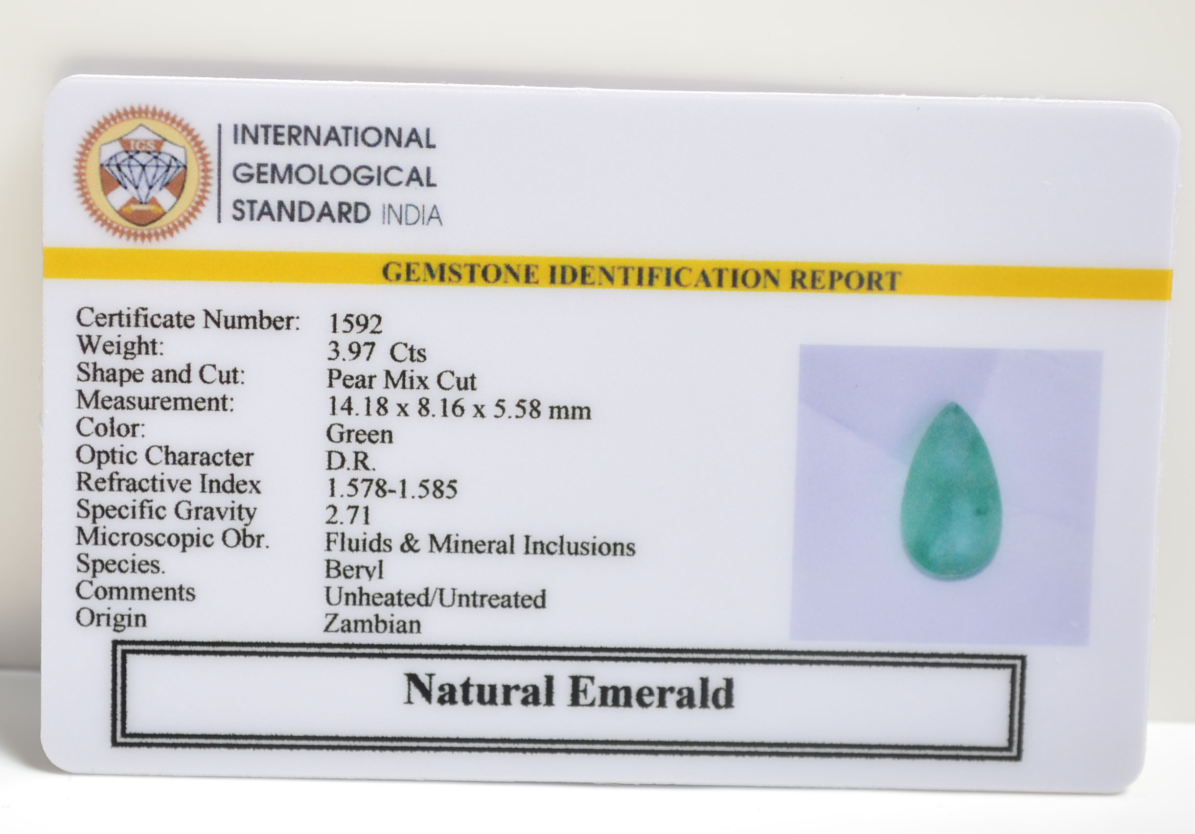 EMRD21238 2 EMERALD 3.97 Ct.