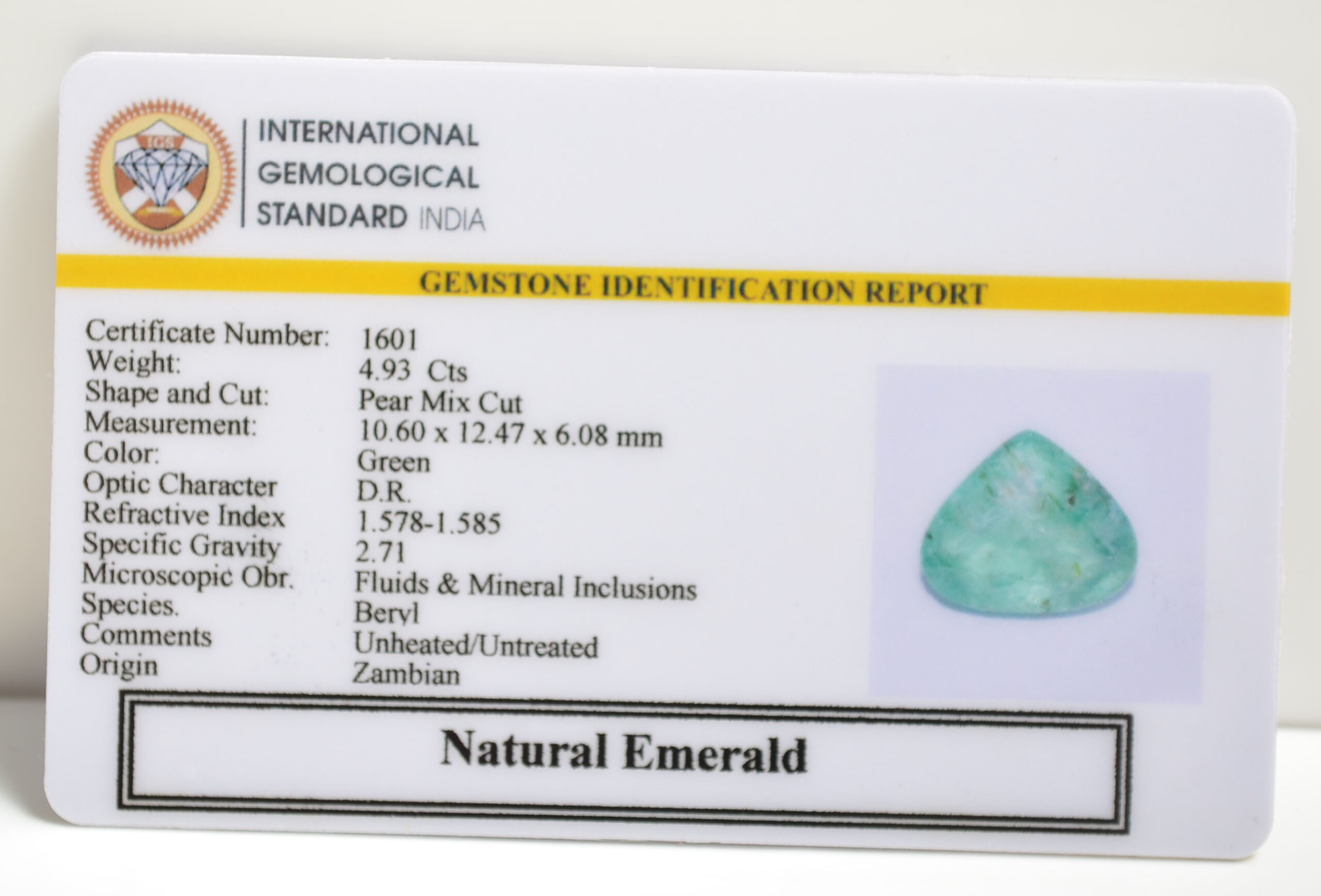 EMERALD 4.93 Ct. EMERALD 4.93 Ct.