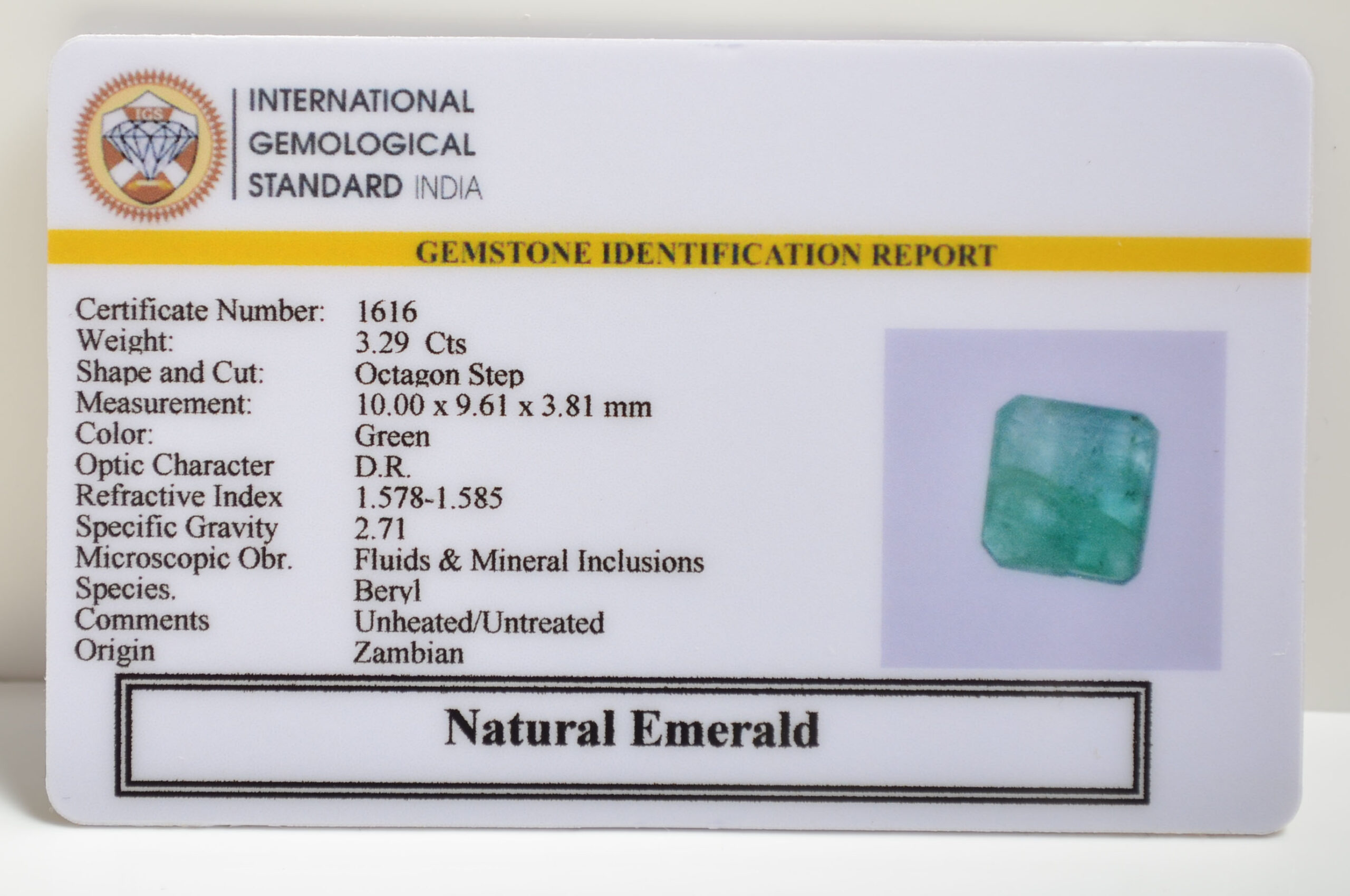 EMERALD 3.29 Ct. EMERALD 3.29 Ct.