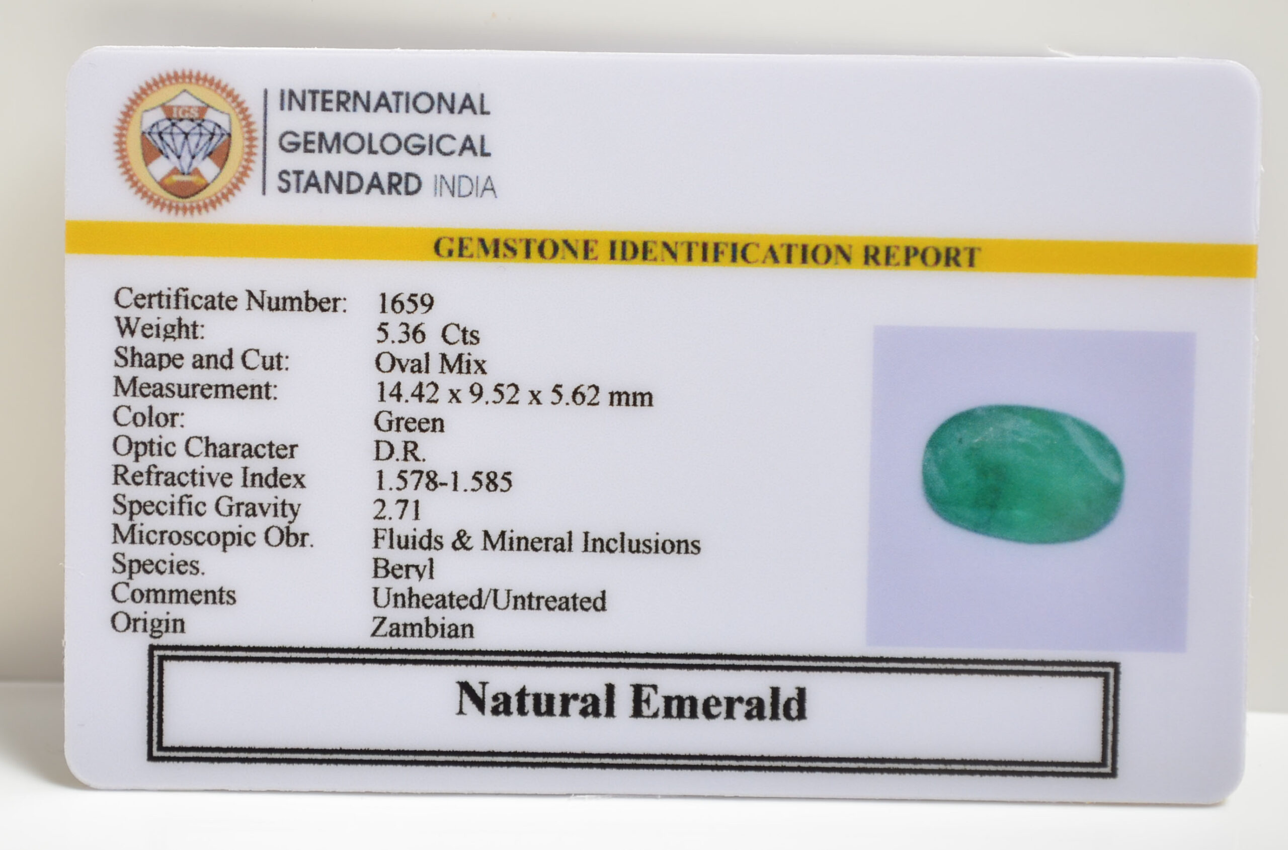 EMERALD 5.36 Ct.