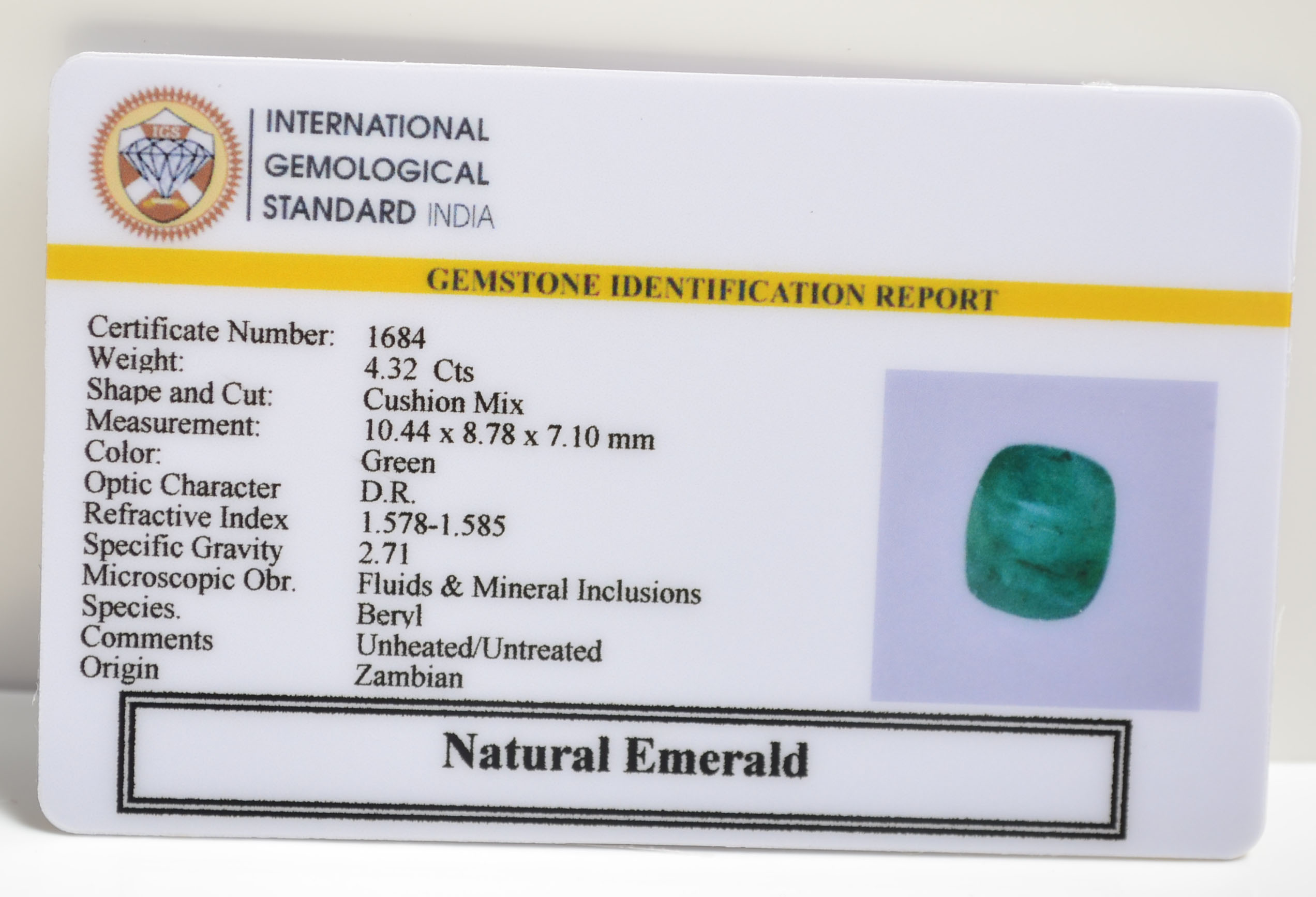 EMRD21306 2 EMERALD 4.32 Ct.