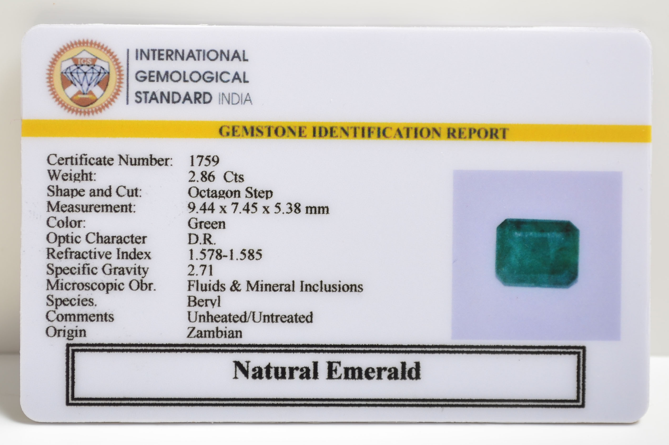 EMRD21356 2 EMERALD 2.86 Ct.