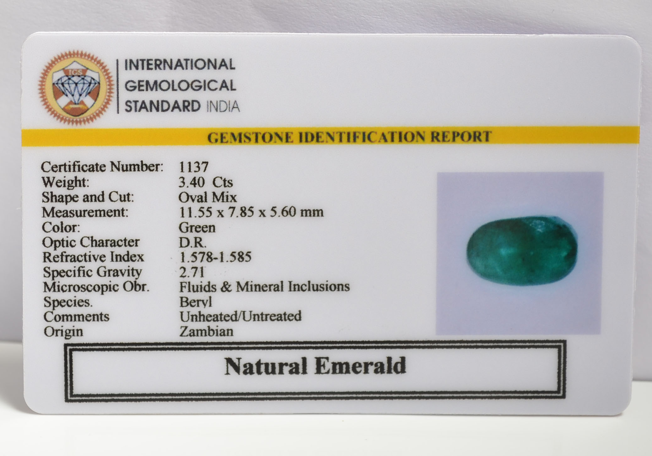 EMERALD 3.4 Ct.