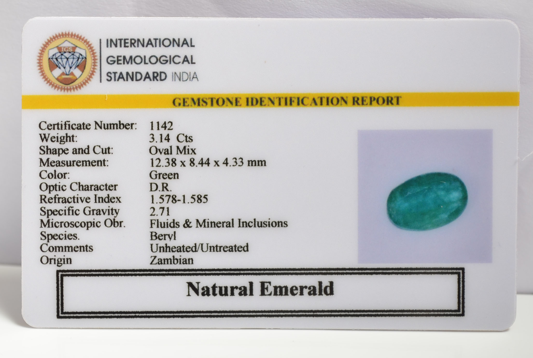 EMERALD 3.14 Ct. 3 EMRG20211 1 1 EMERALD 3.14 Ct.