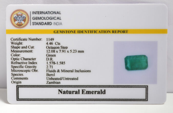 EMERALD 4.46 Ct. EMERALD 4.46 Ct.