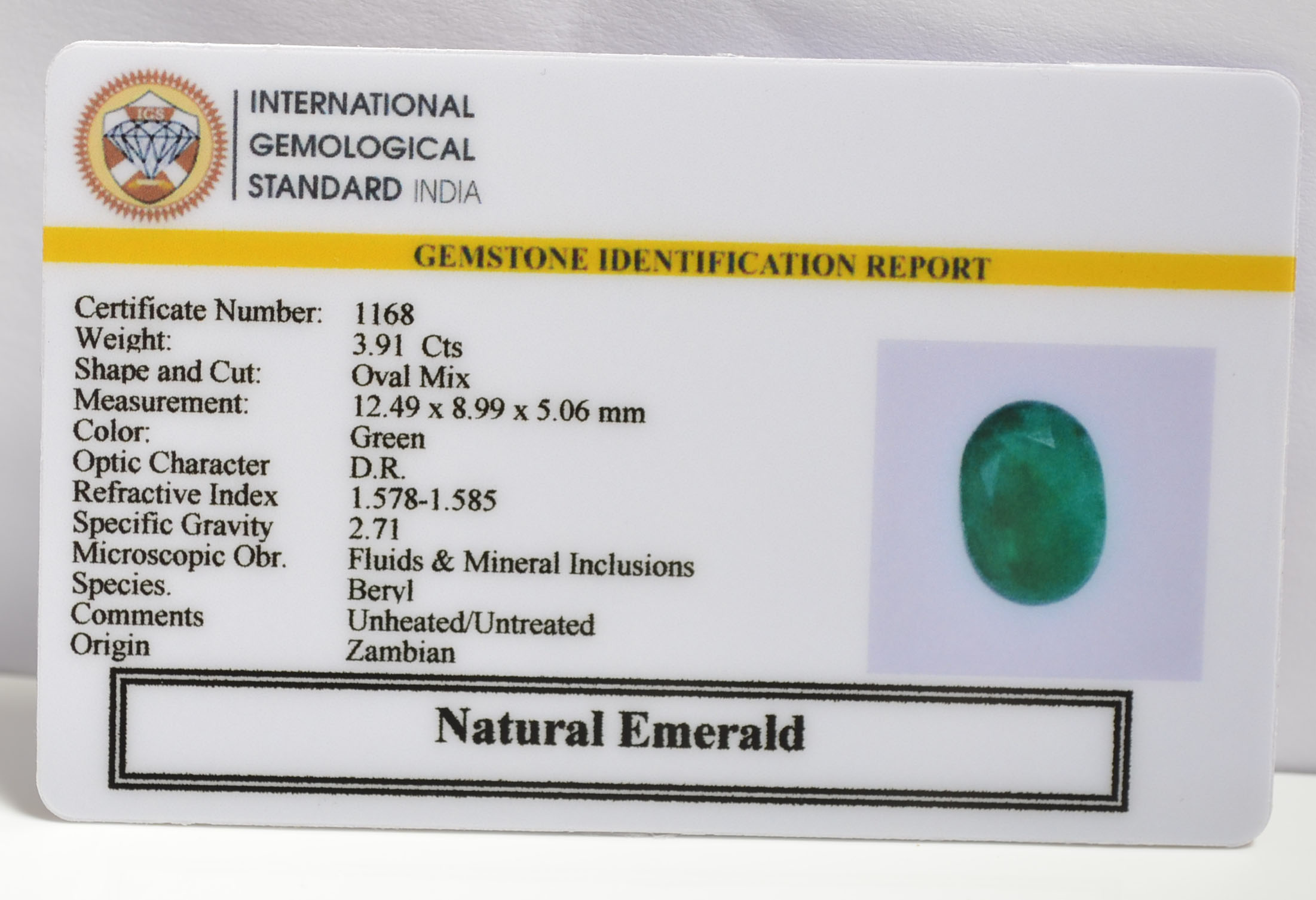 EMRG20218 1 1 EMERALD 3.91 Ct.