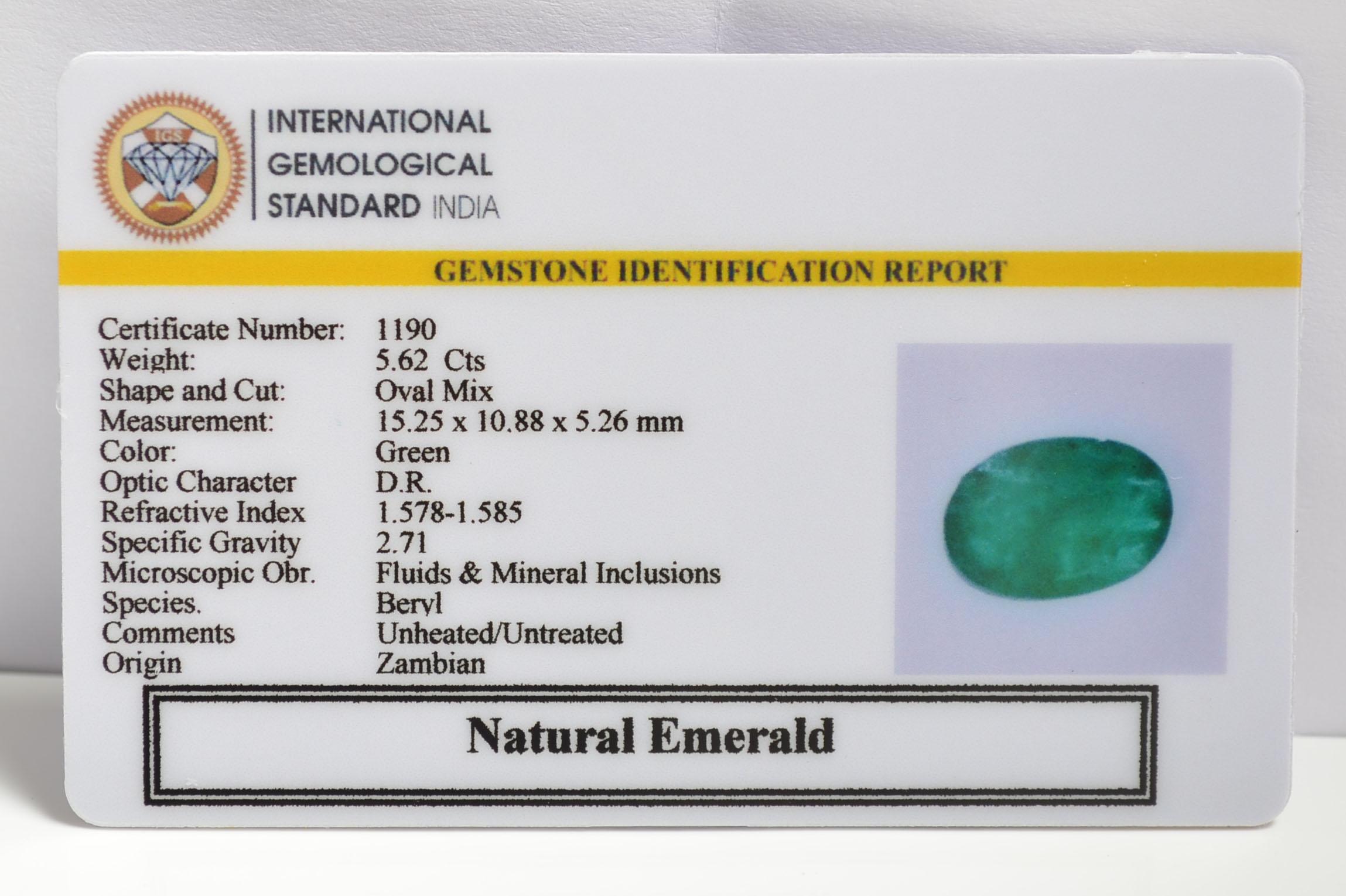 EMERALD 5.62 Ct. 3 EMRG20225 1 2 EMERALD 5.62 Ct.