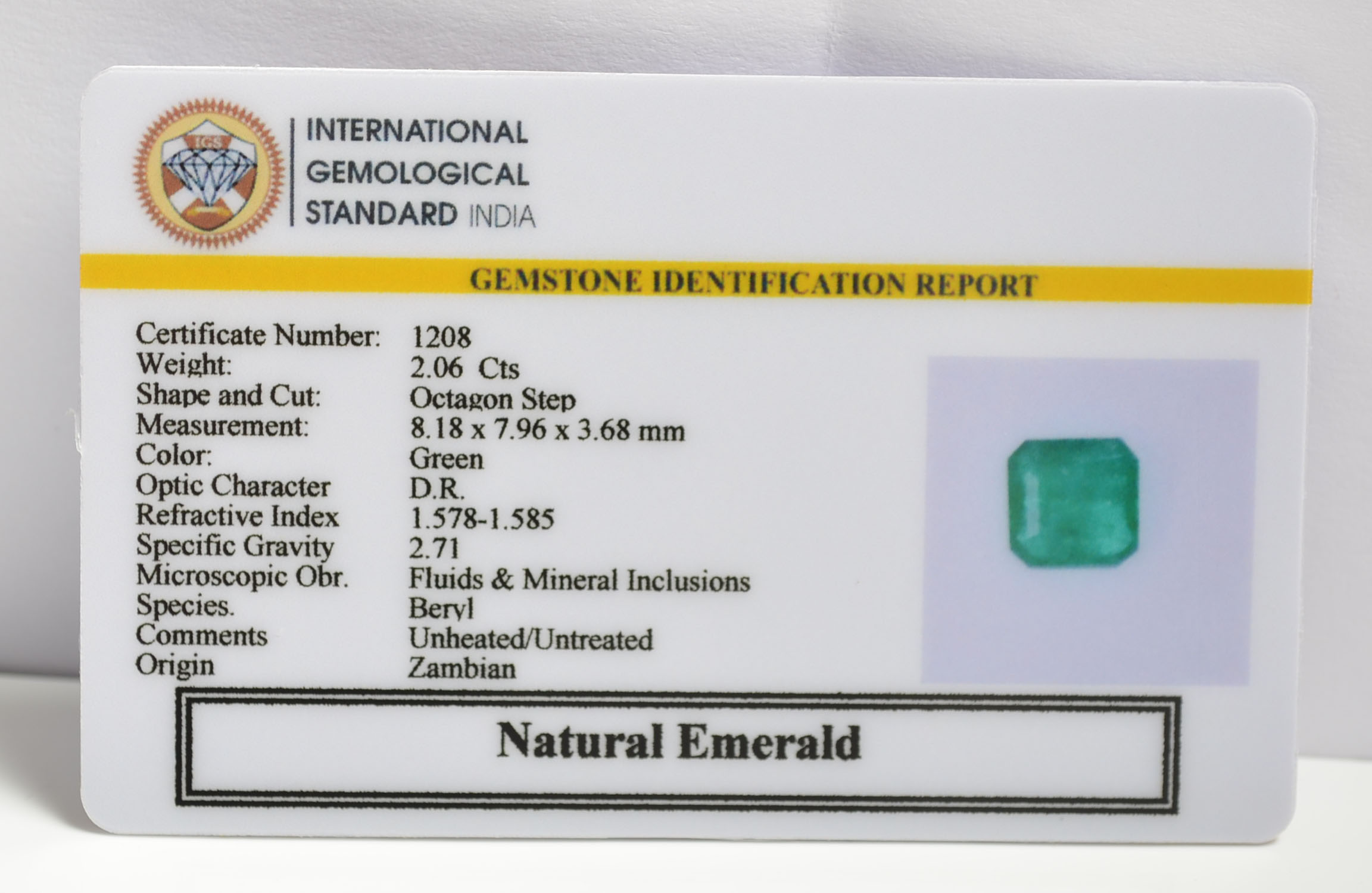 EMRG20231 1 1 EMERALD 2.06 Ct.