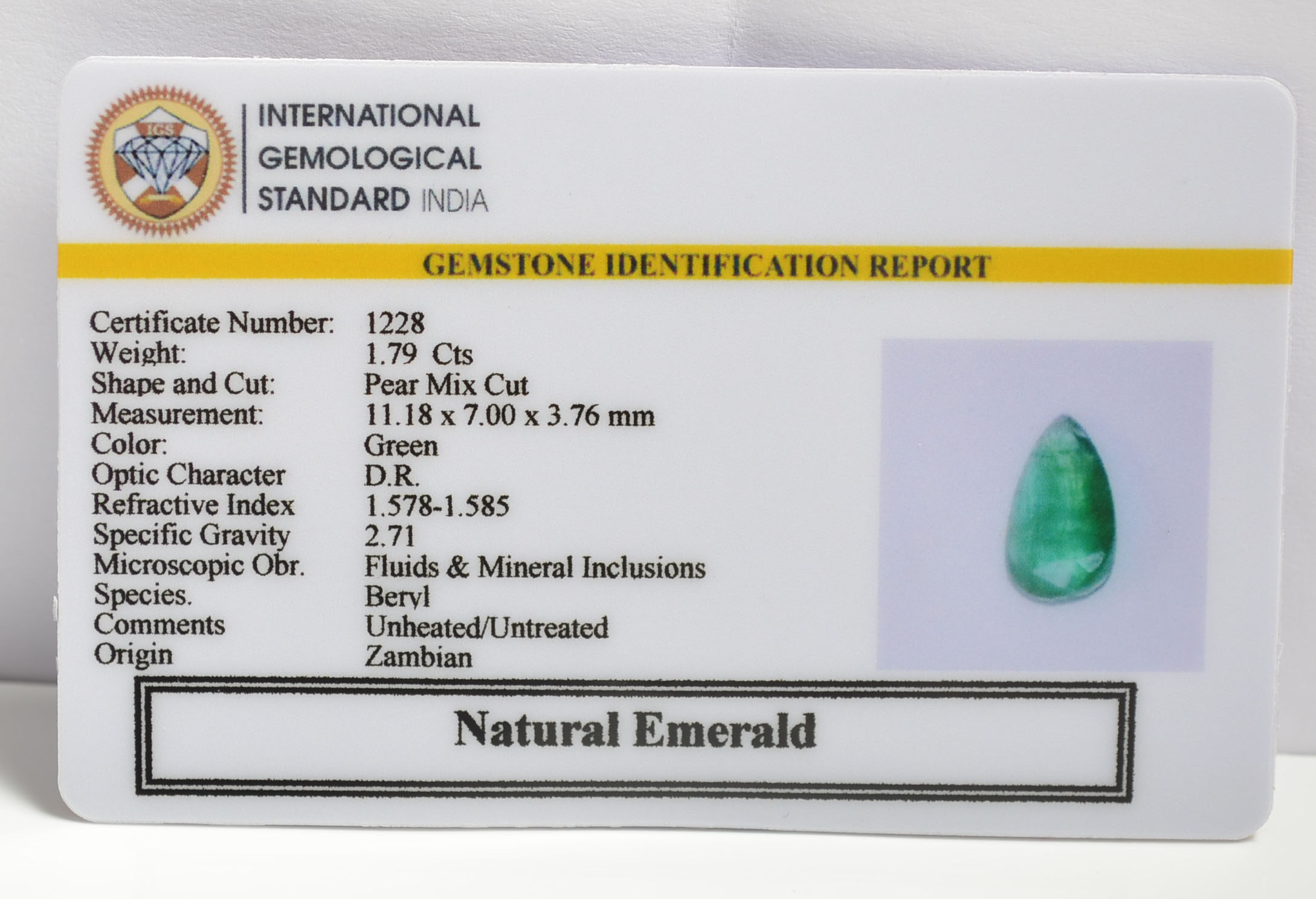 EMERALD 1.79 Ct.