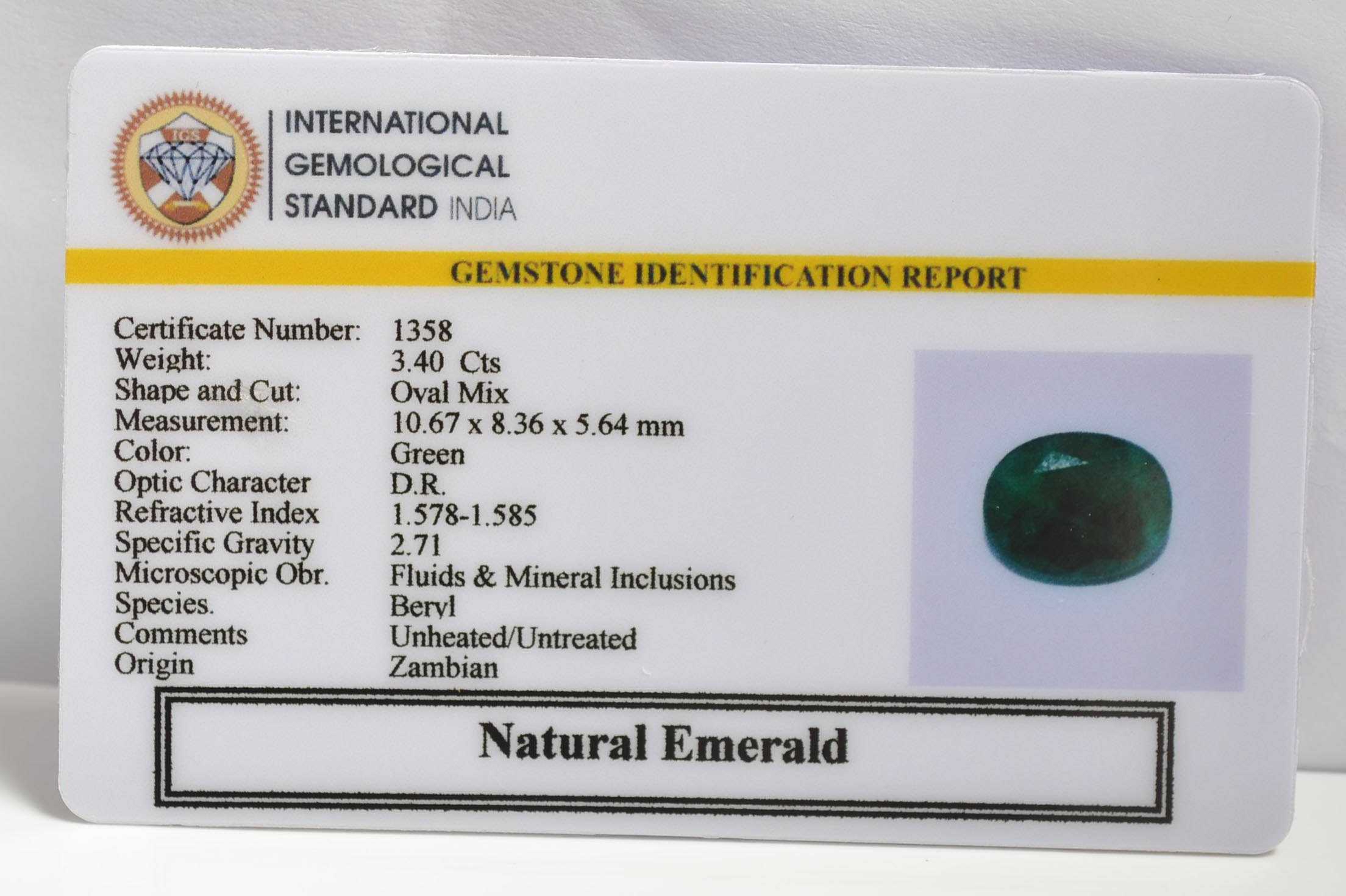 EMERALD 3.4 Ct.