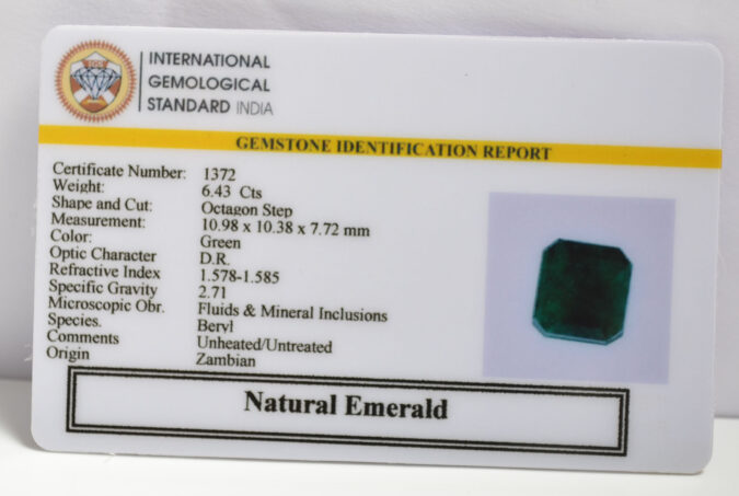 EMERALD 6.43 Ct. EMERALD 6.43 Ct.