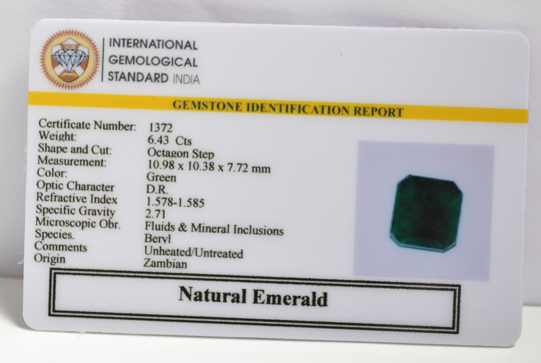 EMERALD 6.43 Ct. EMERALD 6.43 Ct.