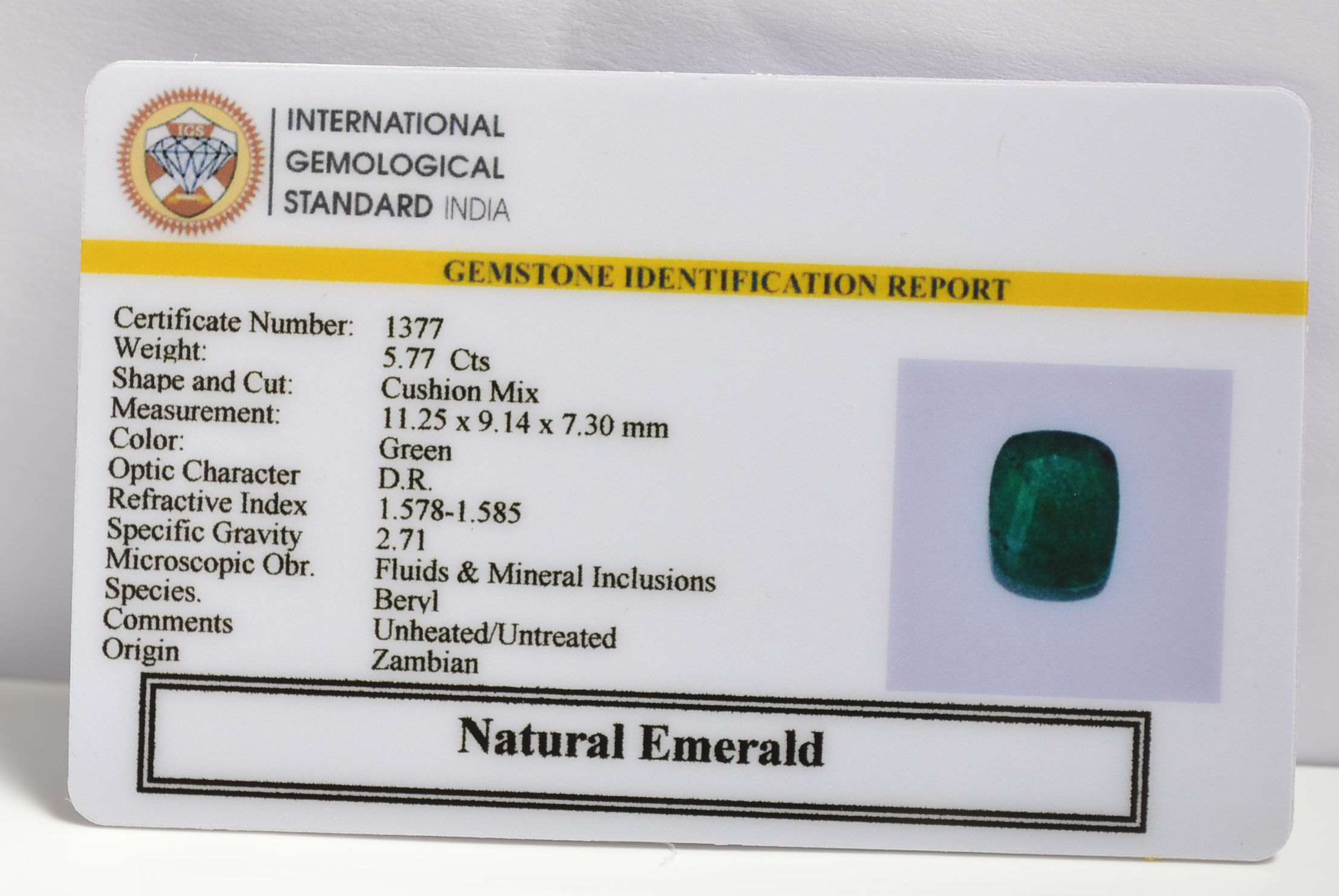 EMRG20258 1 1 EMERALD 5.77 Ct.