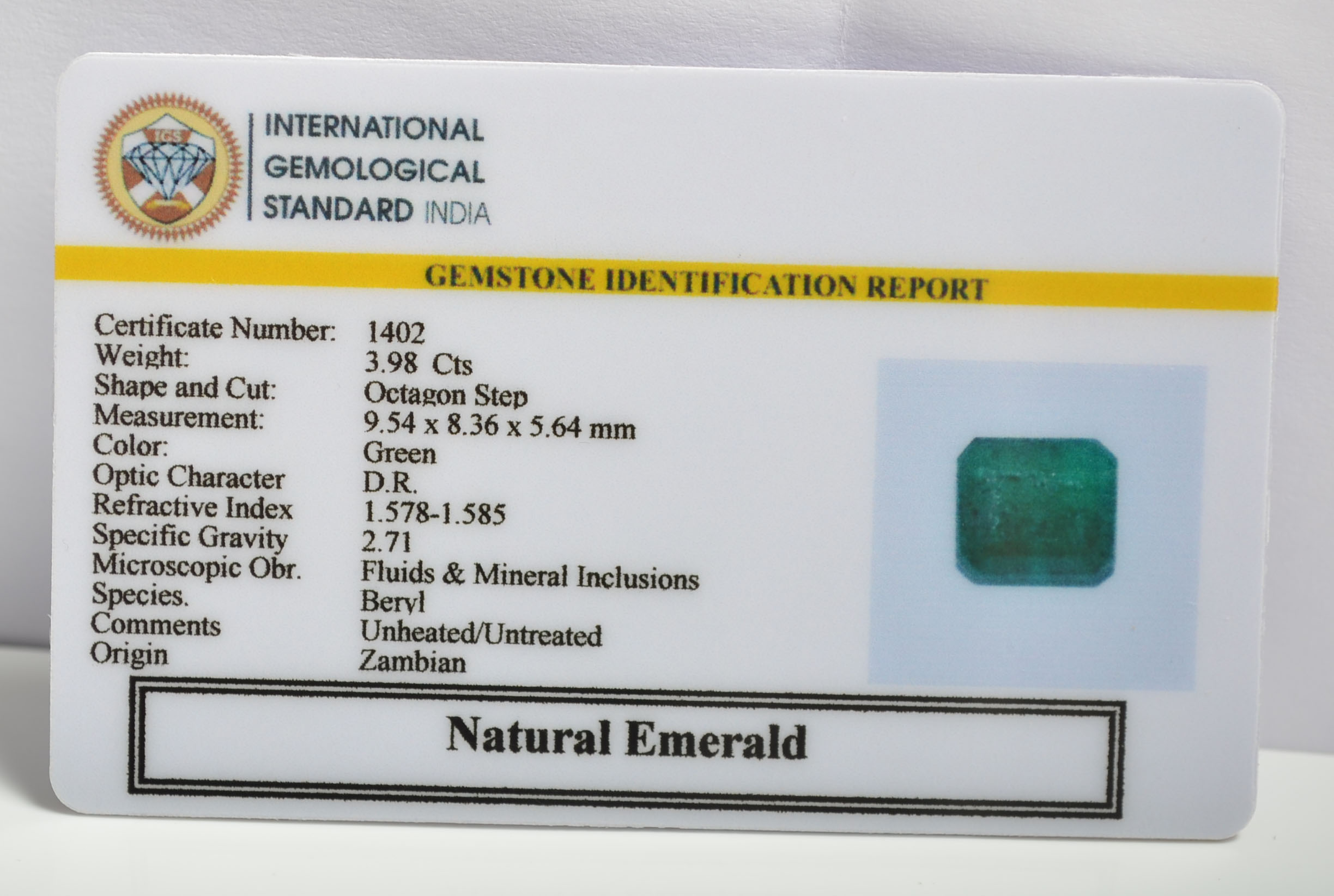 EMRG20264 1 1 EMERALD 3.98 Ct.