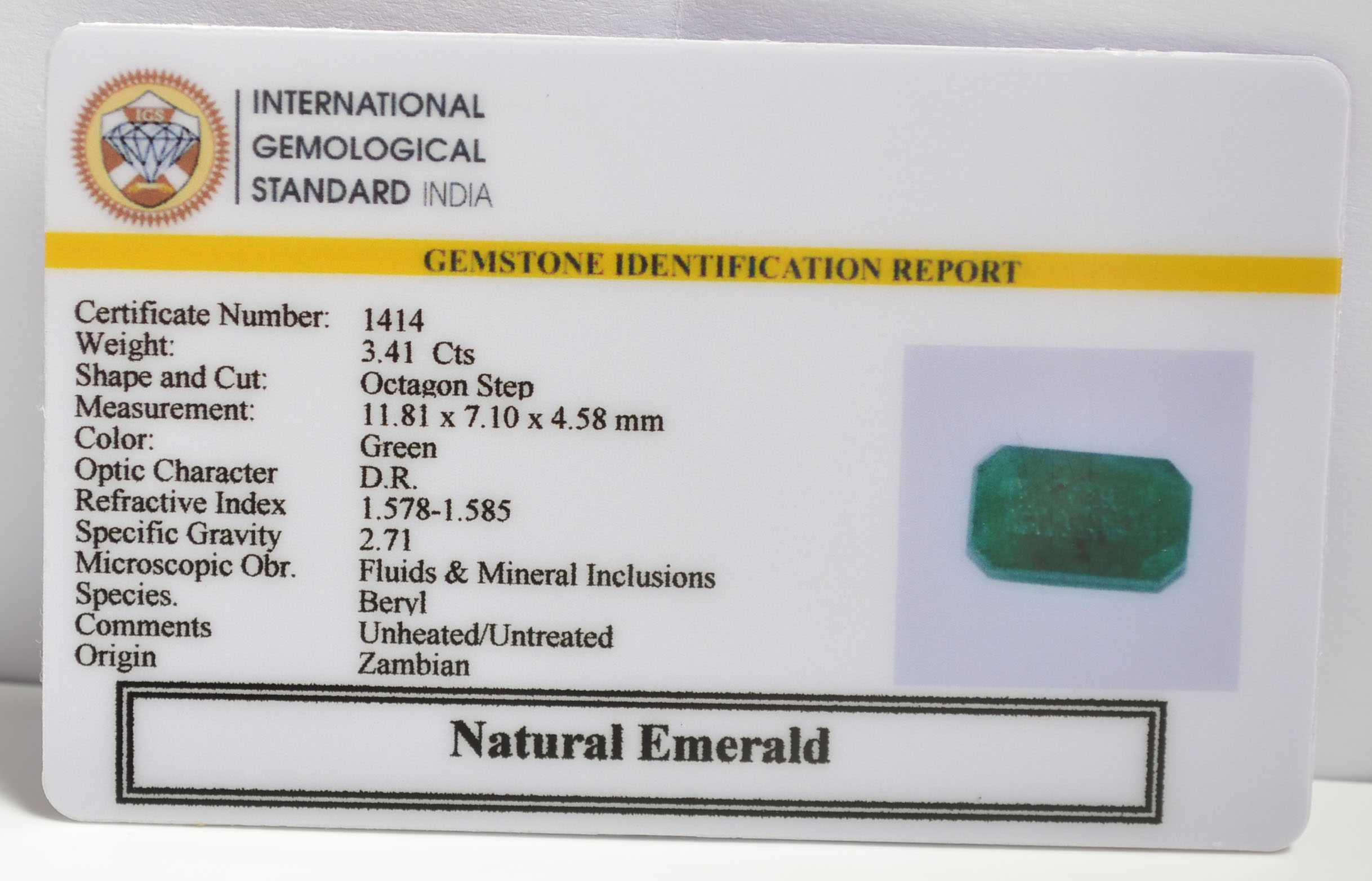 EMRG20268 1 1 EMERALD 3.41 Ct.