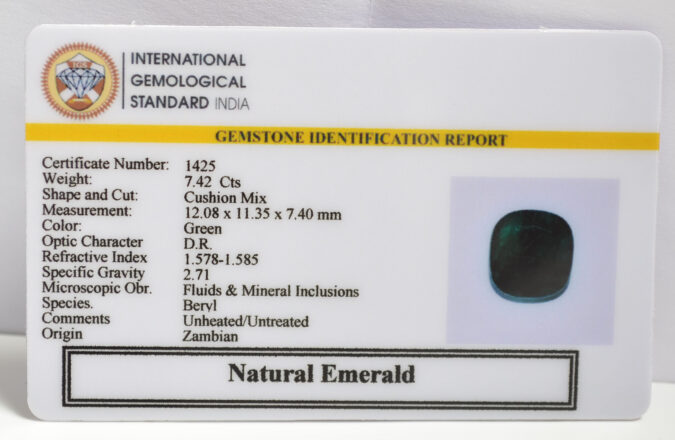 EMERALD 7.42 Ct. EMERALD 7.42 Ct.
