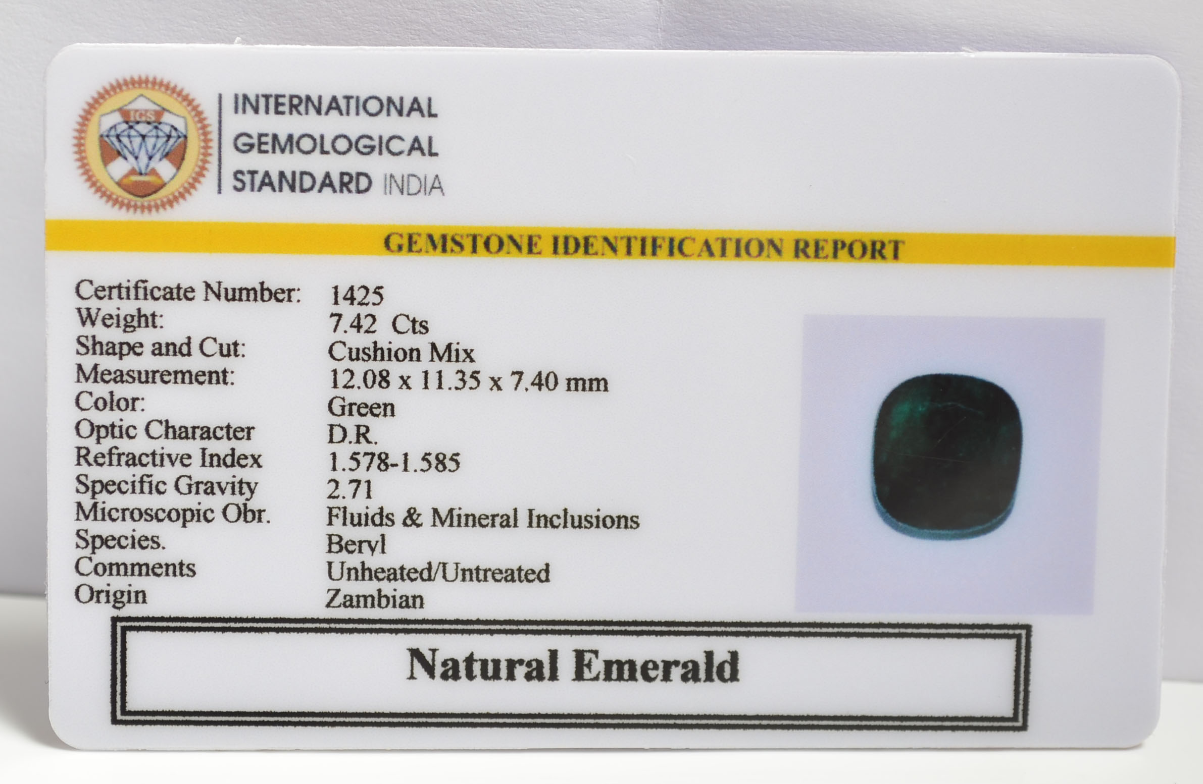 EMERALD 7.42 Ct. EMERALD 7.42 Ct.