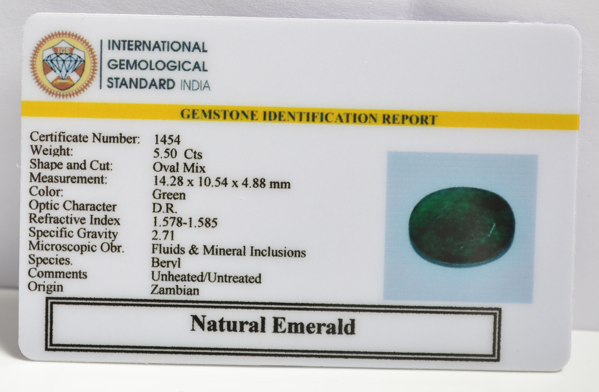 EMERALD 5.5 Ct. 3 EMRG20276 1 1 EMERALD 5.5 Ct.