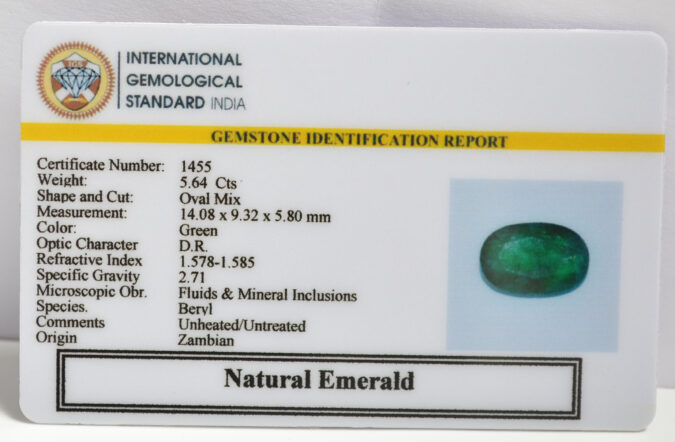 EMERALD 5.64 Ct. EMERALD 5.64 Ct.