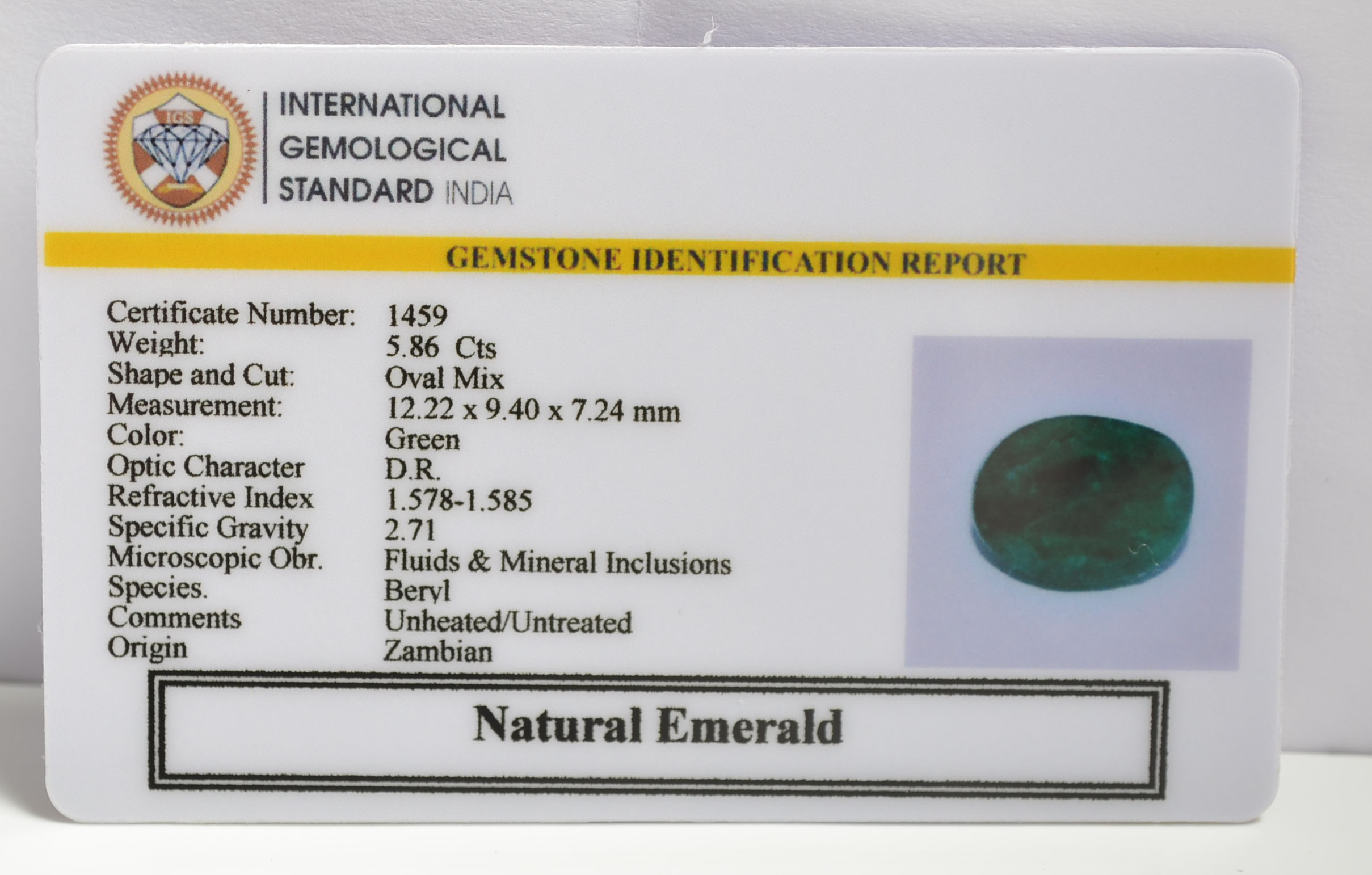 EMRG20280 1 1 EMERALD 5.86 Ct.