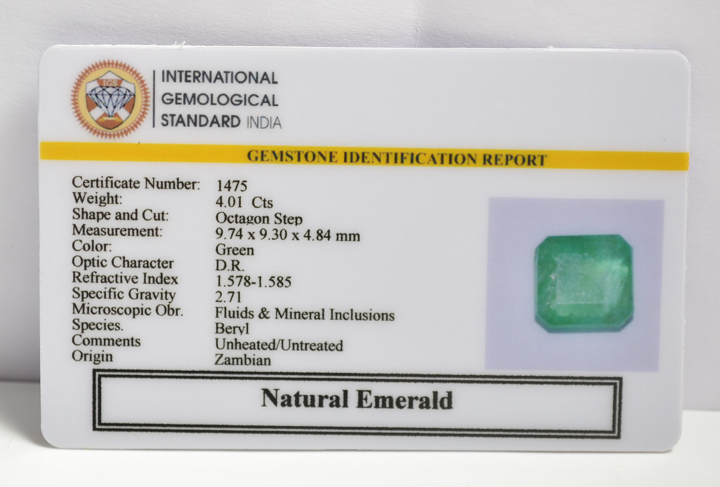 EMERALD 4.01 Ct.