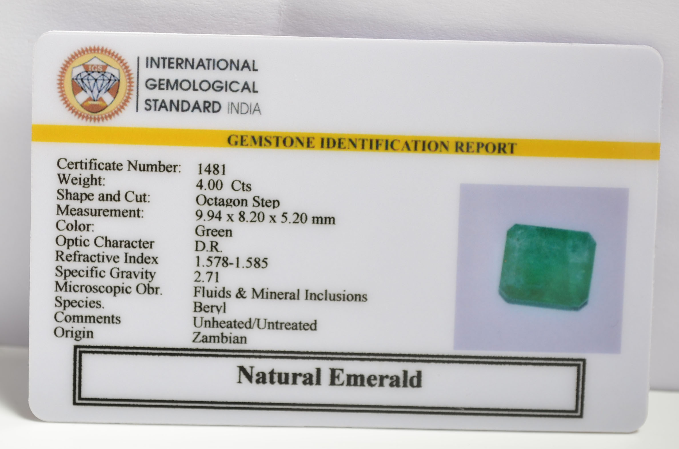 EMERALD 4 Ct. 3 EMRG20288 1 1 EMERALD 4 Ct.