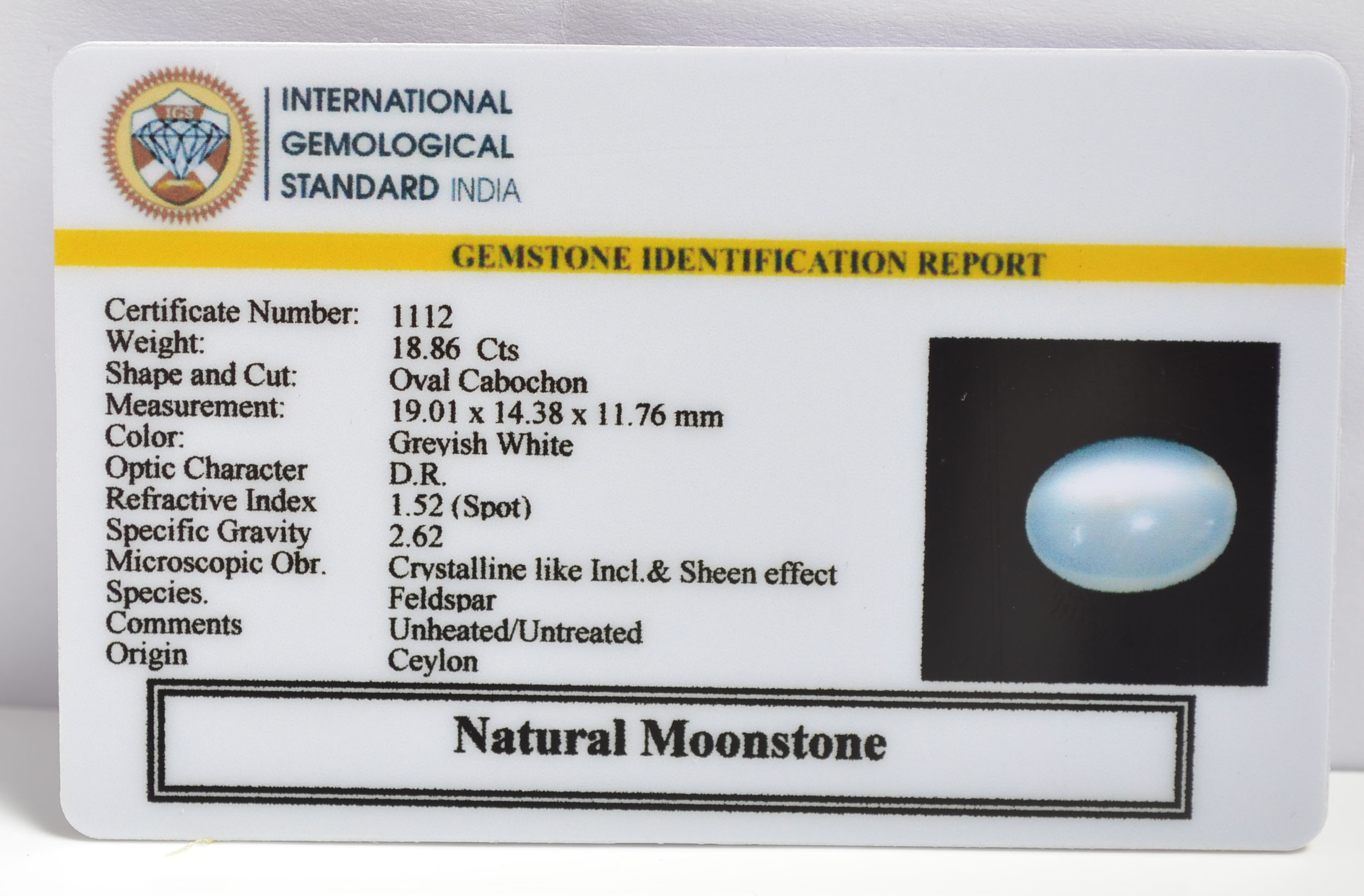 MOONSTONE 18.86 Ct. 3 NMSG977 1 1 MOONSTONE 18.86 Ct.