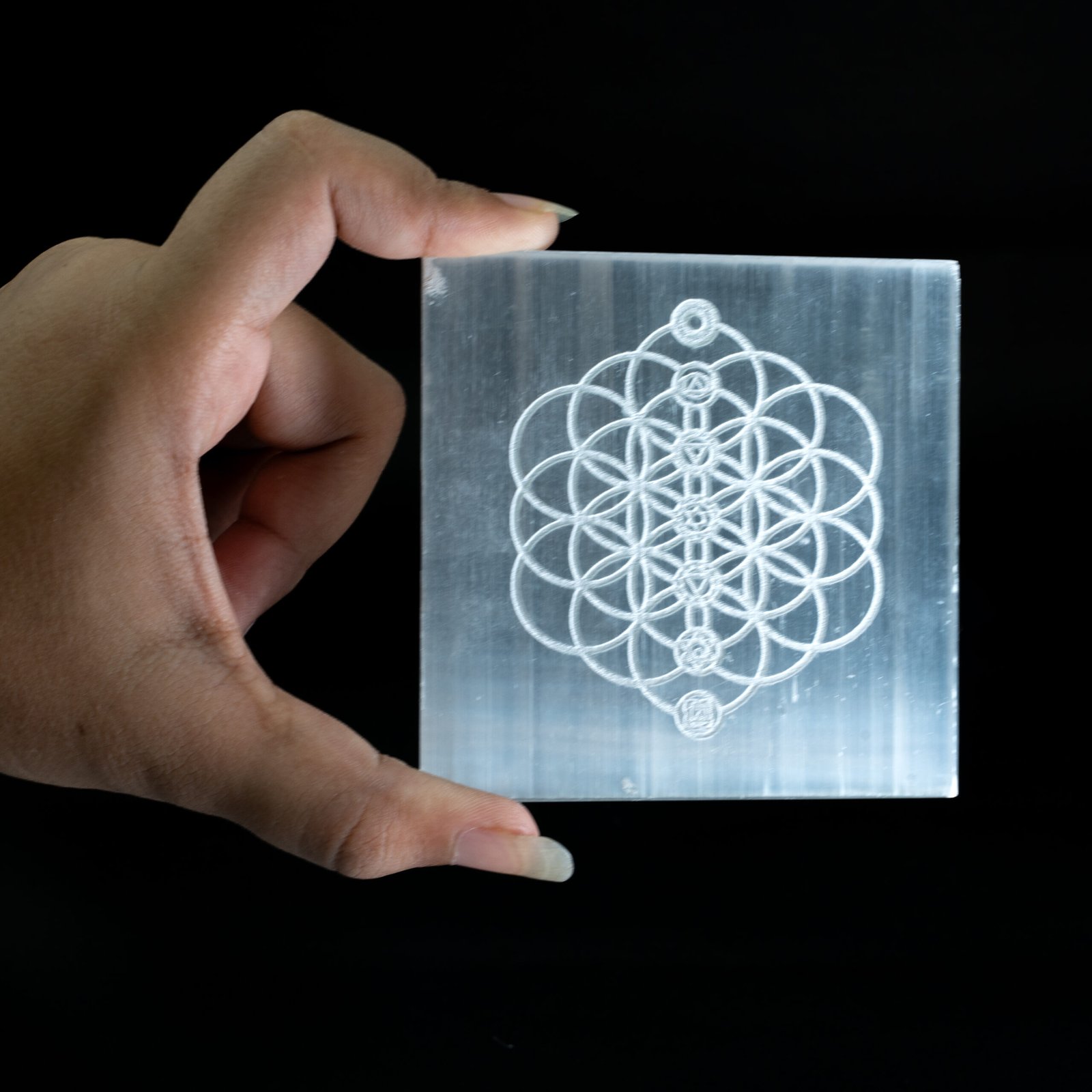 Selenite Chakra Plate 2 scaled Selenite Chakra Plate