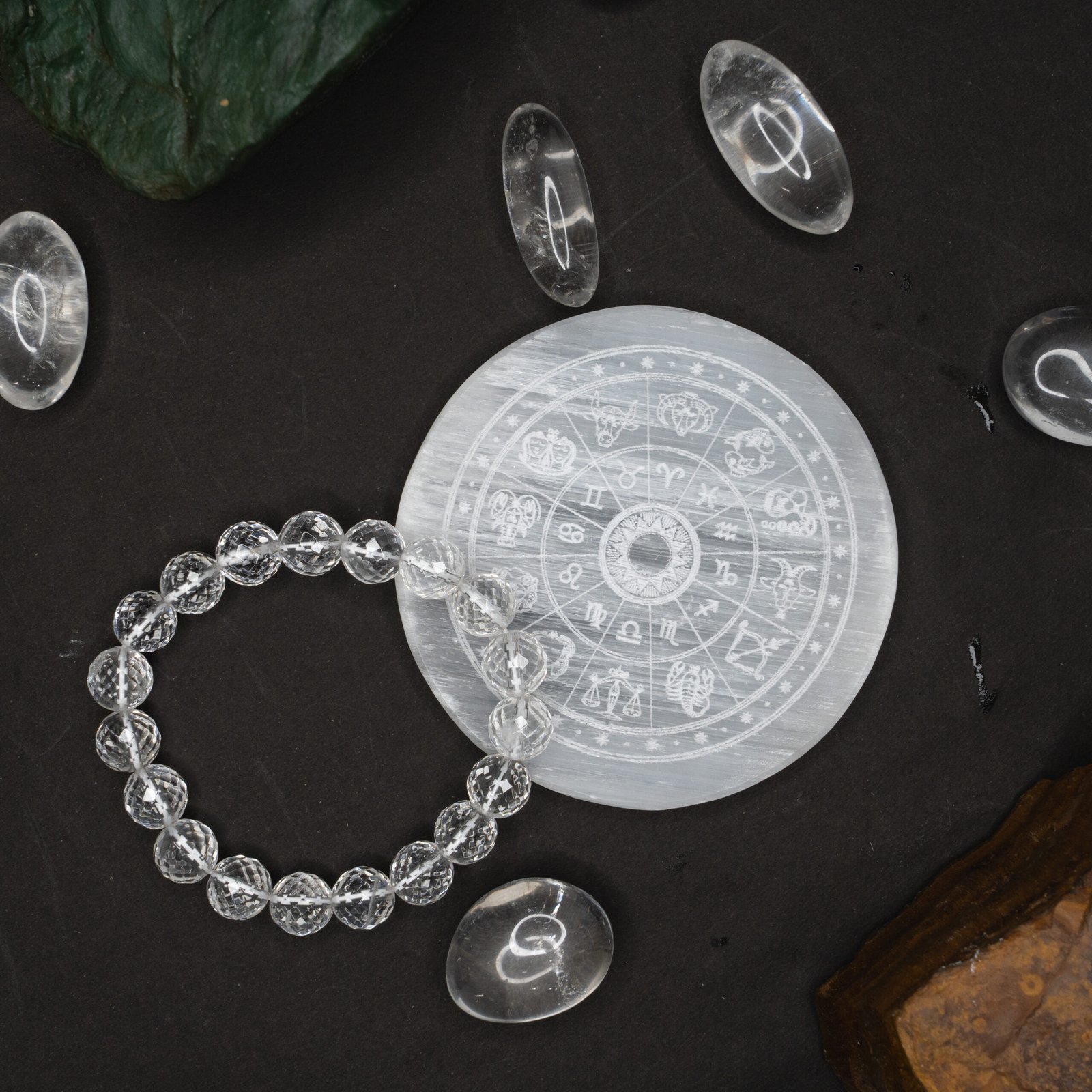 Selenite Plate Zodiac Engraved 2 scaled Selenite Plate (Zodiac Engraved)
