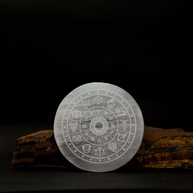 Selenite Plate Zodiac Engraved Selenite Plate (Zodiac Engraved)