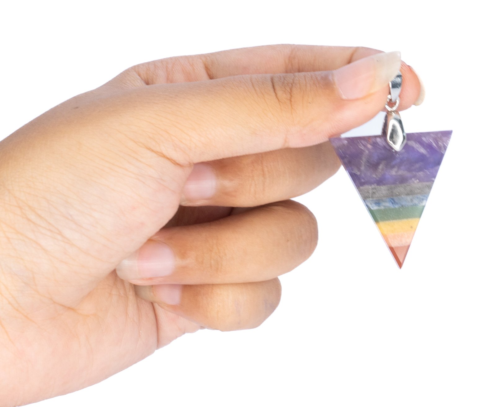 7Chakra Triangle pendant single scaled Seven Chakra Triangle Pendant