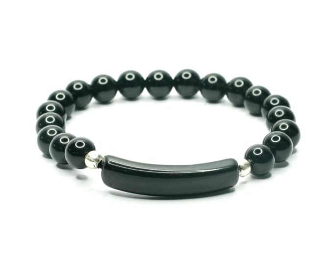 Black tourmaline Energy curve bracelet 1 Black Obsidian Energy Curve Bracelet