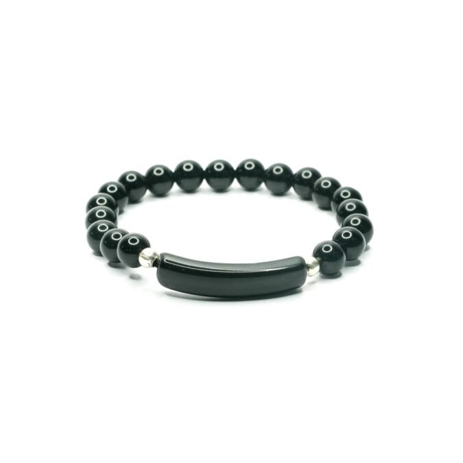 Black tourmaline Energy curve bracelet Black Obsidian Energy Curve Bracelet
