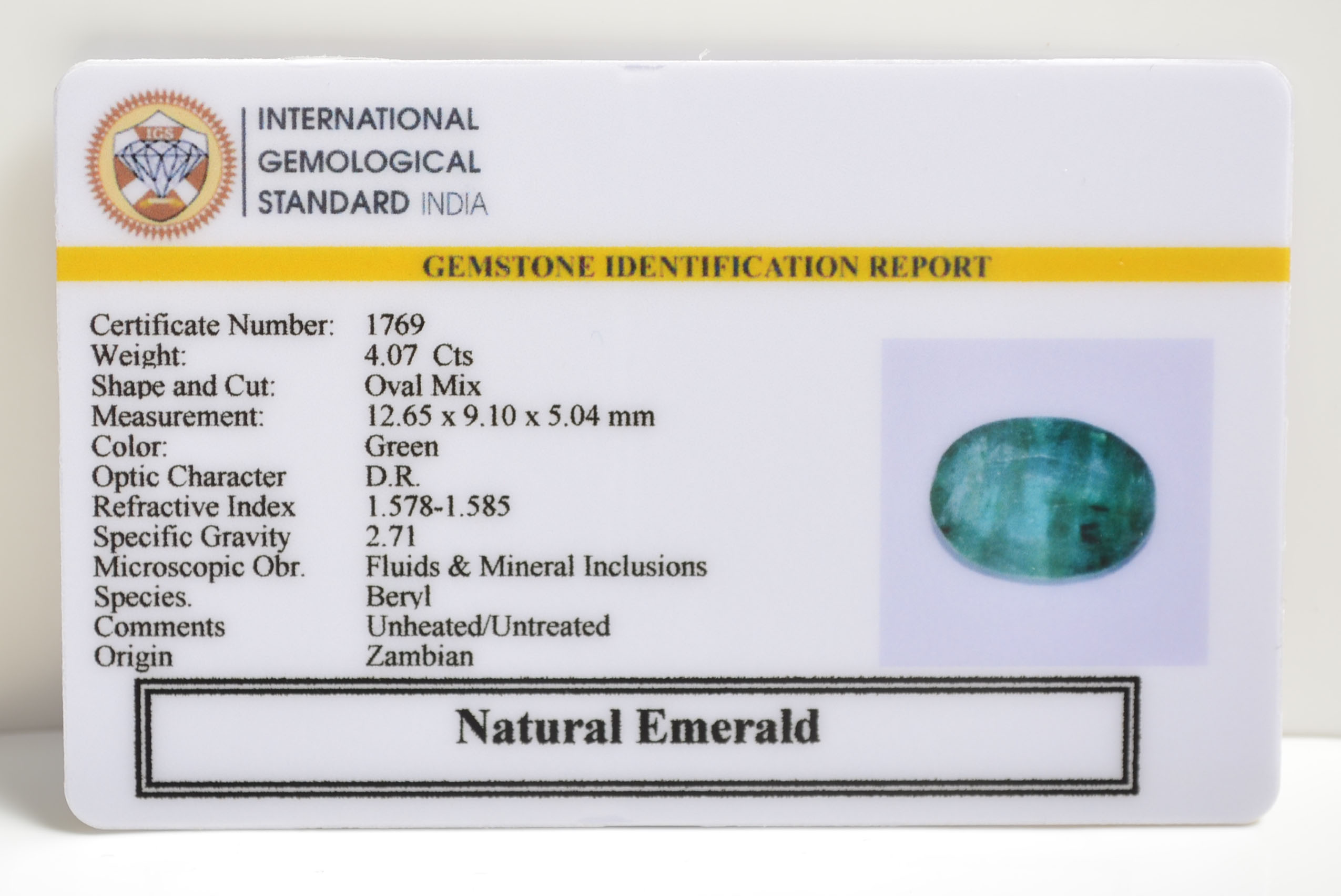 EMERALD 4.07 Ct. 3 EMRD21377 2 EMERALD 4.07 Ct.