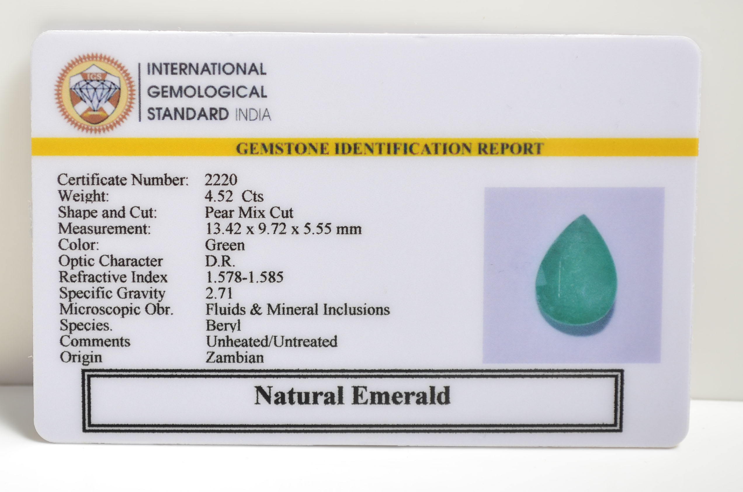EMRD21481 2 EMERALD 4.52 Ct.