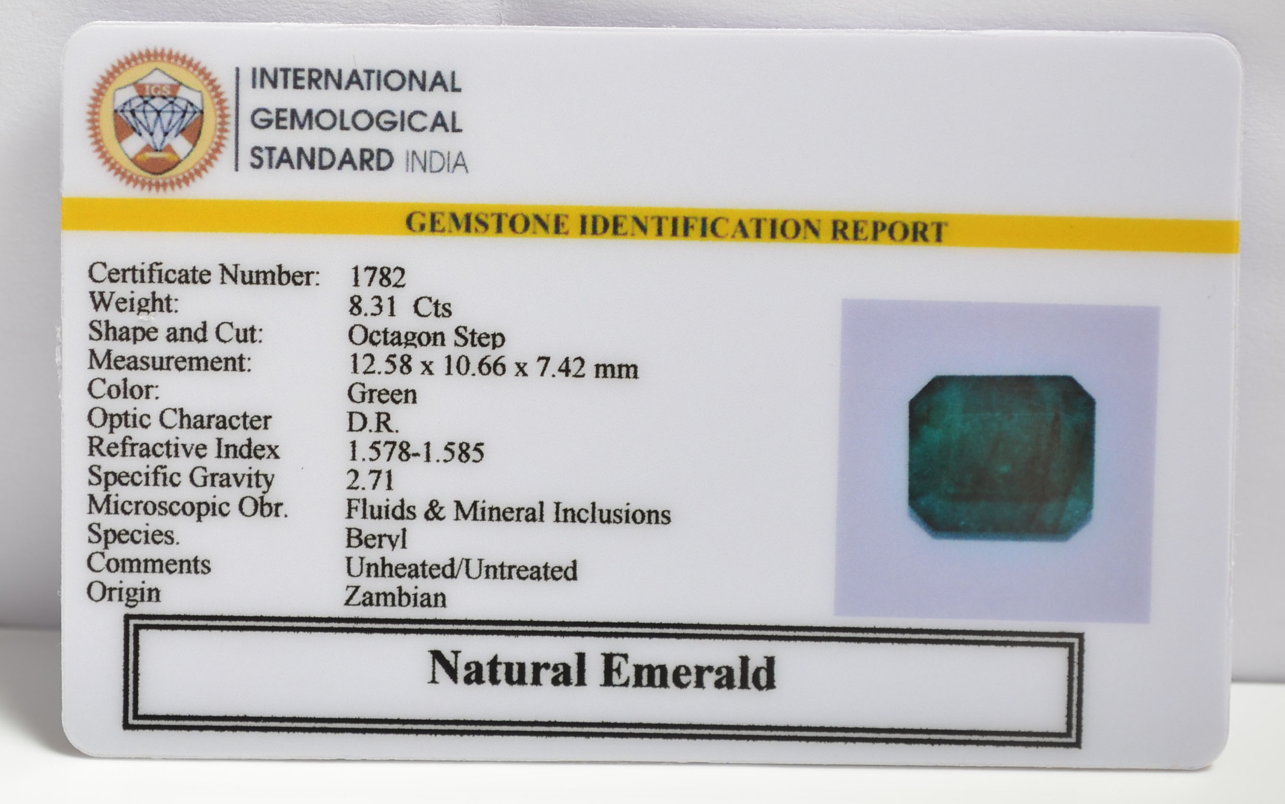 EMRG20394 1 EMERALD 8.31 Ct.