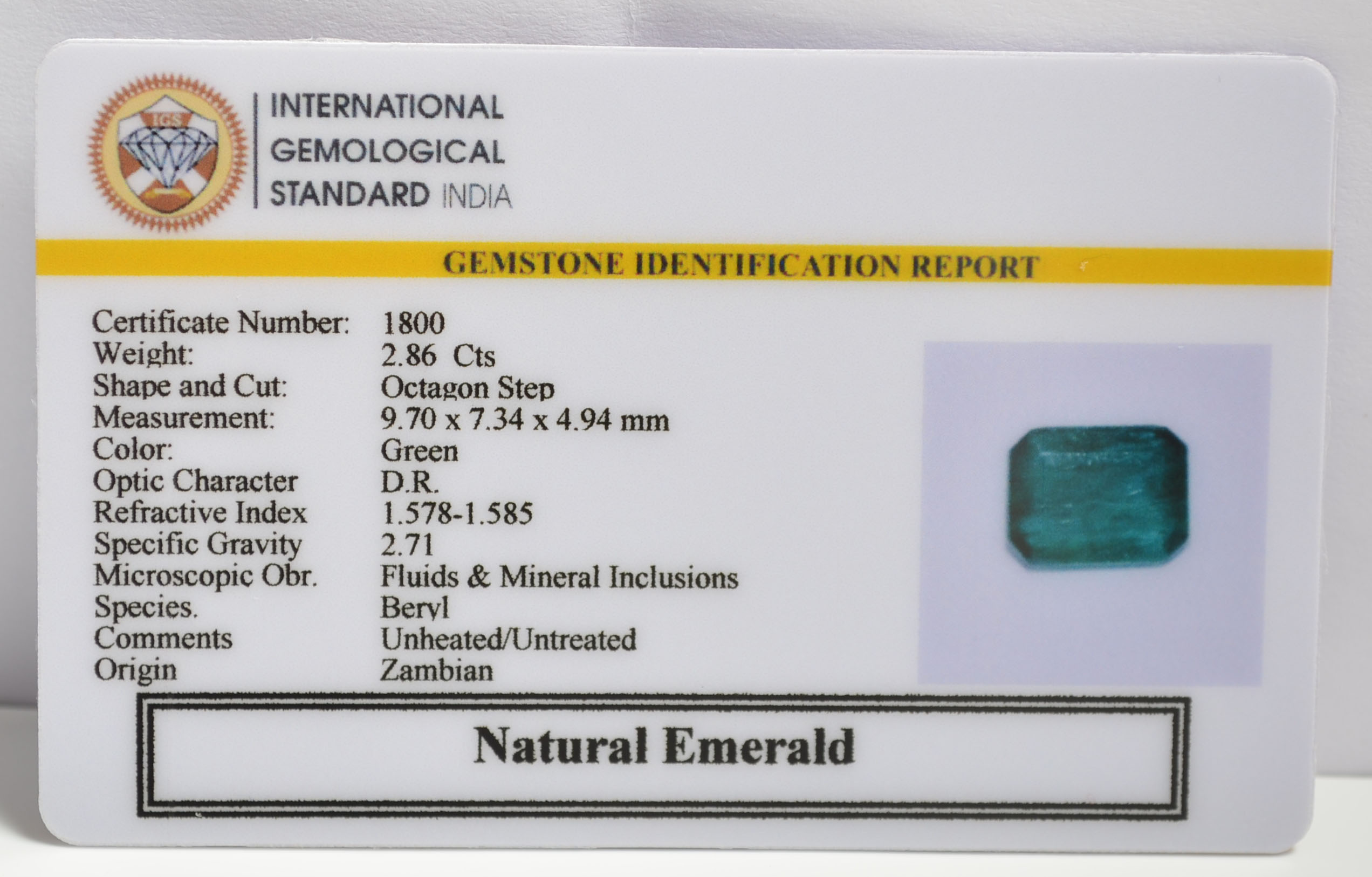 EMRG20402 1 EMERALD 2.86 Ct.