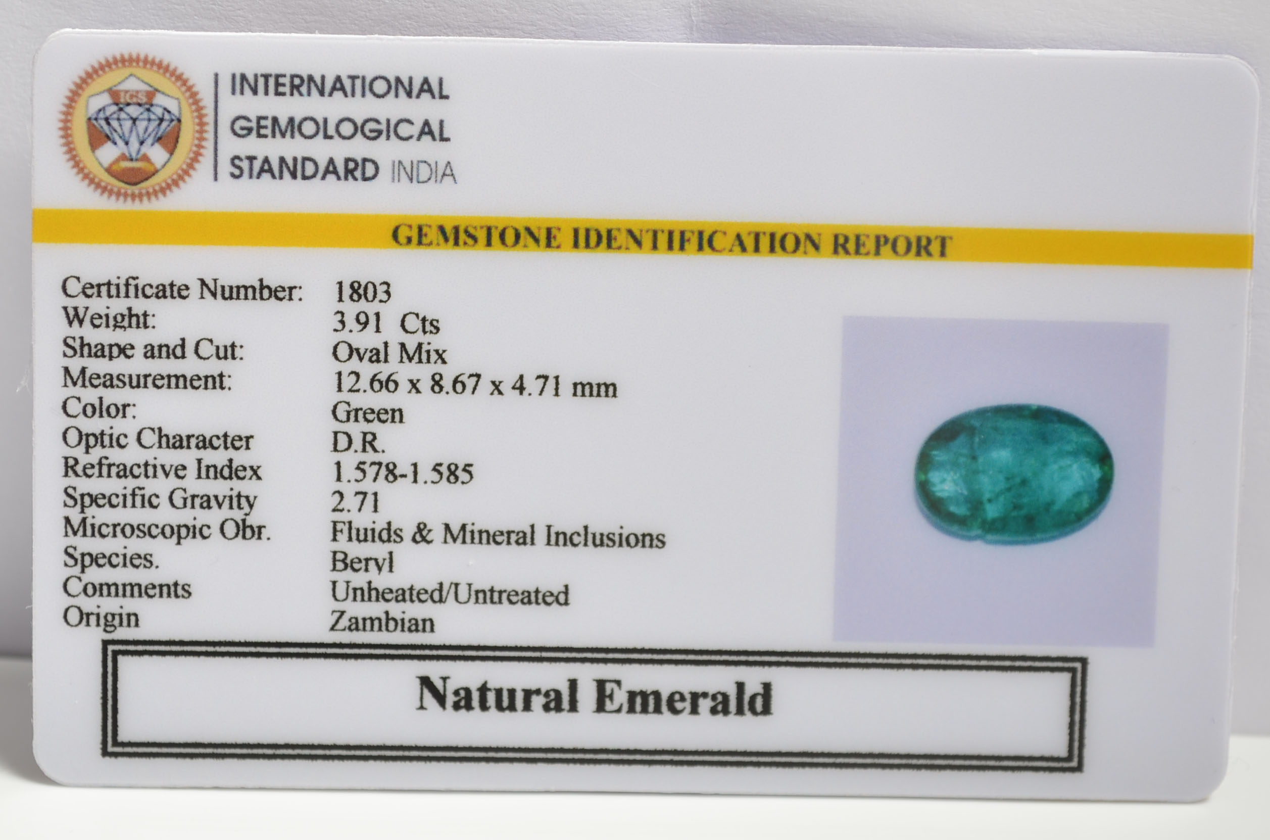 EMRG20403 1 EMERALD 3.91 Ct.