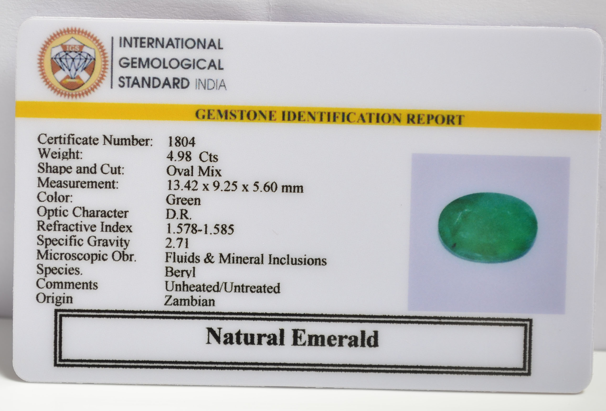 EMRG20404 1 EMERALD 4.98 Ct.