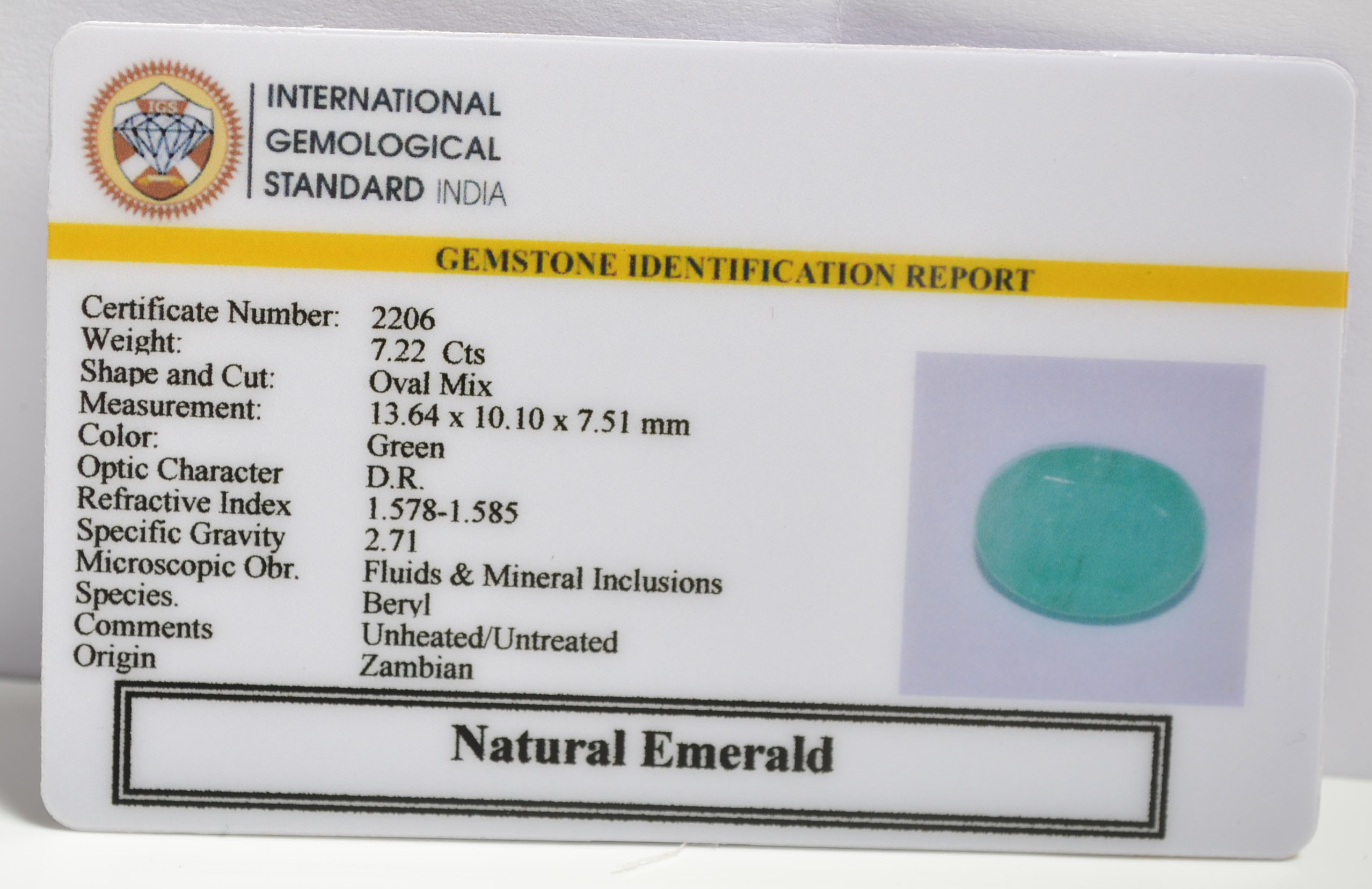EMRG20458 1 EMERALD 7.22 Ct.