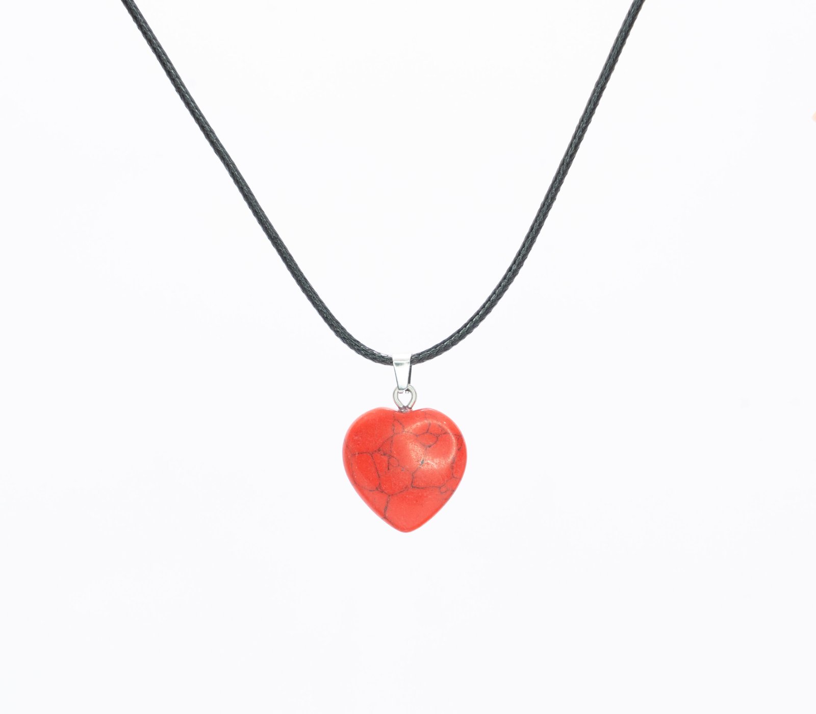 Red howlite single 1 scaled Red Howlite Heart Pendant