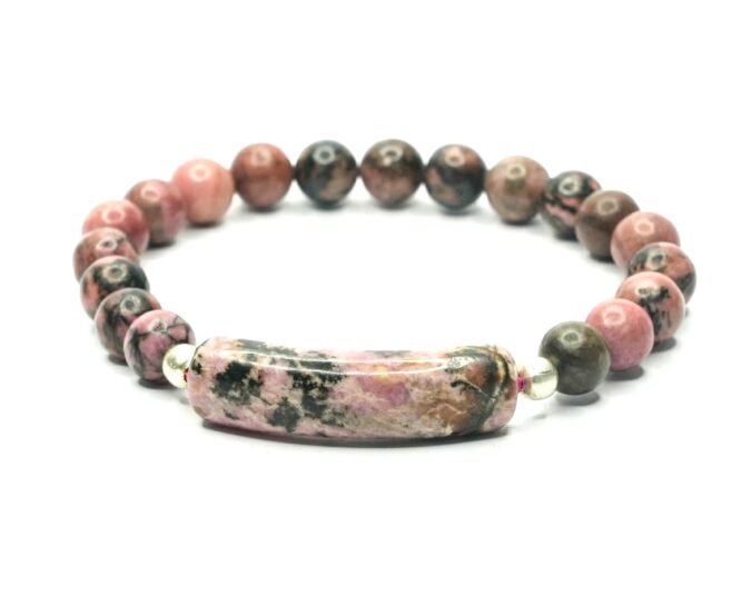 Rhodonite Energy curve bracelet 1 Rhodonite Energy Curve Bracelet