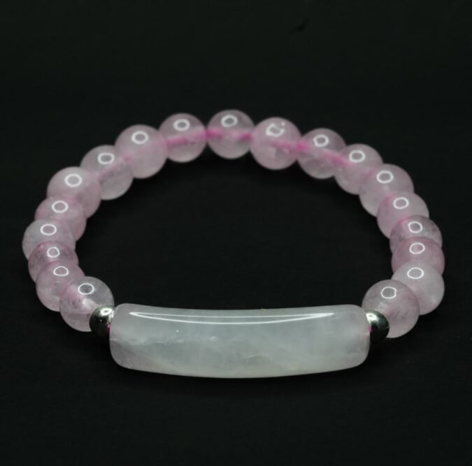 Rose quartz Energy curve bracelet 1 Rose Quartz Energy Curve Bracelet